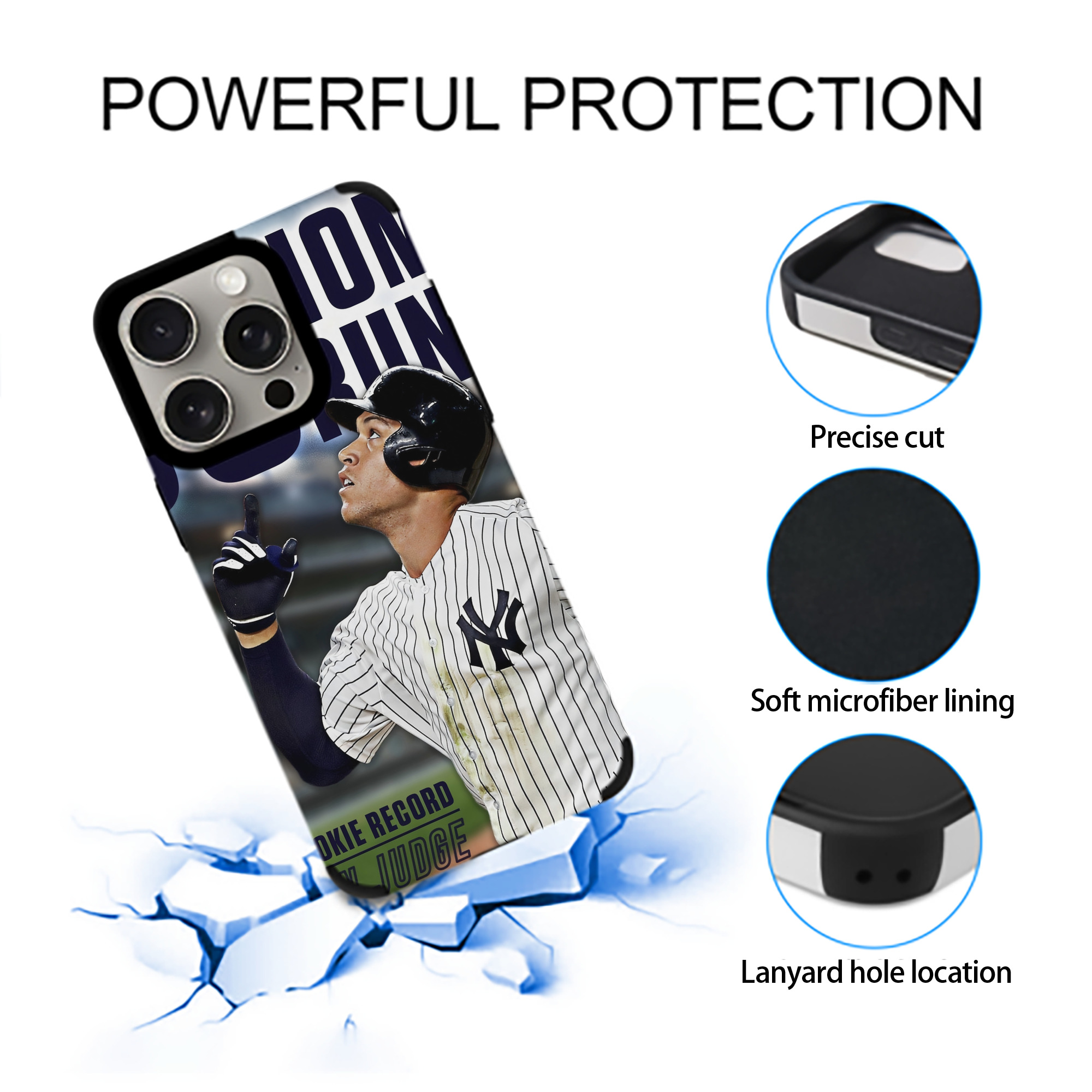 Aaron Judge 50 Home Runs 5 IPhone 15 Pro Max PU Leather Case – Soft Lining, 360° Protection – Precise Fit, 3D Buttons, Easy Charging – Anti-Yellowing, Easy To Clean