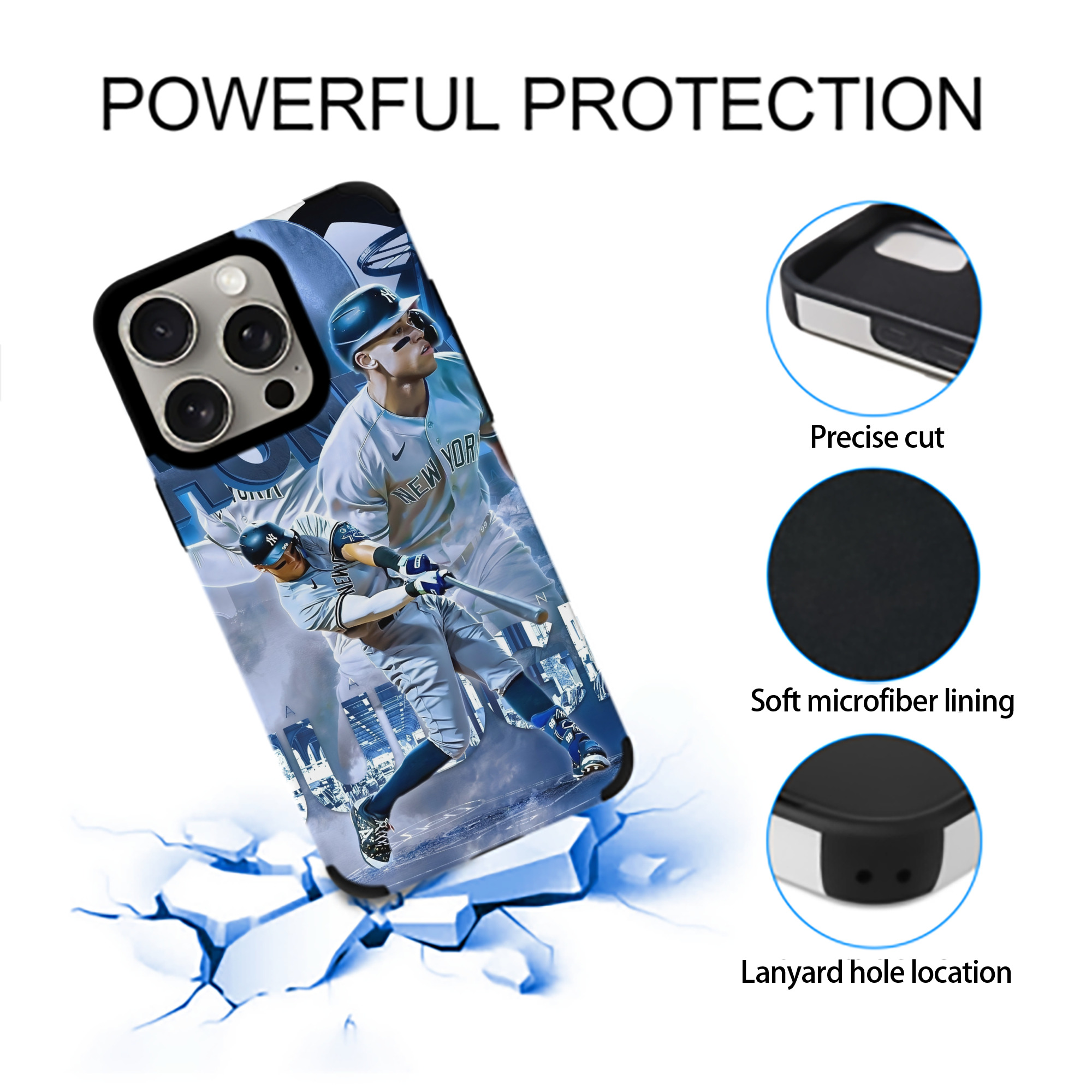 Aaron Judge 50 Home Runs IPhone 15 Pro Max PU Leather Case – Soft Lining, 360° Protection – Precise Fit, 3D Buttons, Easy Charging – Anti-Yellowing, Easy To Clean