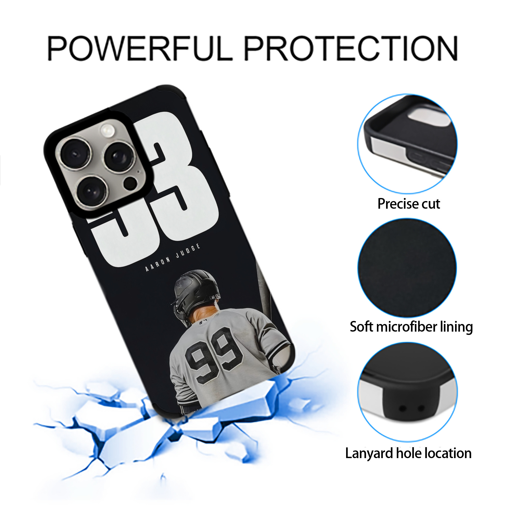 Aaron Judge 53 Home Runs IPhone 15 Pro Max PU Leather Case – Soft Lining, 360° Protection – Precise Fit, 3D Buttons, Easy Charging – Anti-Yellowing, Easy To Clean