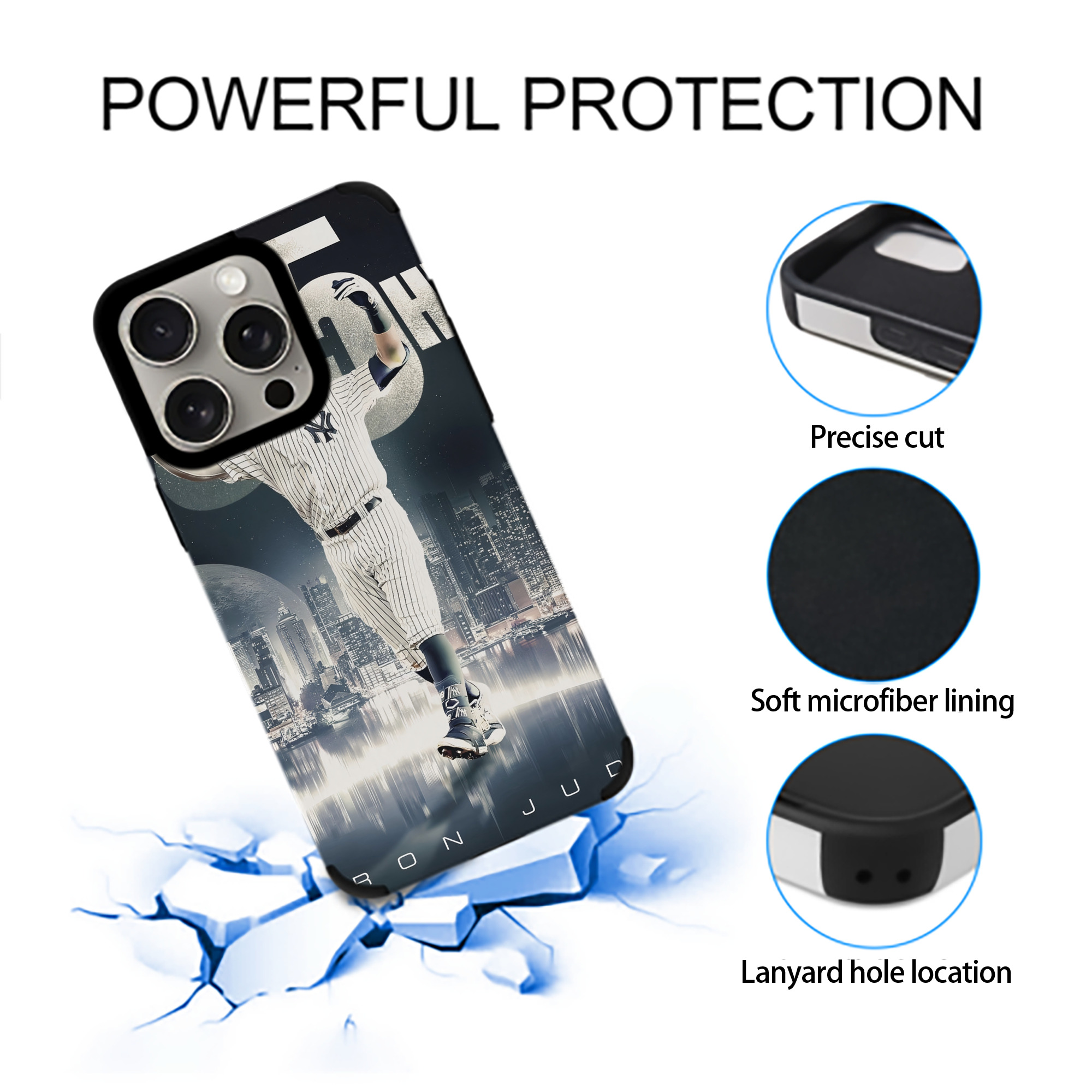 Aaron Judge 55 Home Runs IPhone 15 Pro Max PU Leather Case – Soft Lining, 360° Protection – Precise Fit, 3D Buttons, Easy Charging – Anti-Yellowing, Easy To Clean