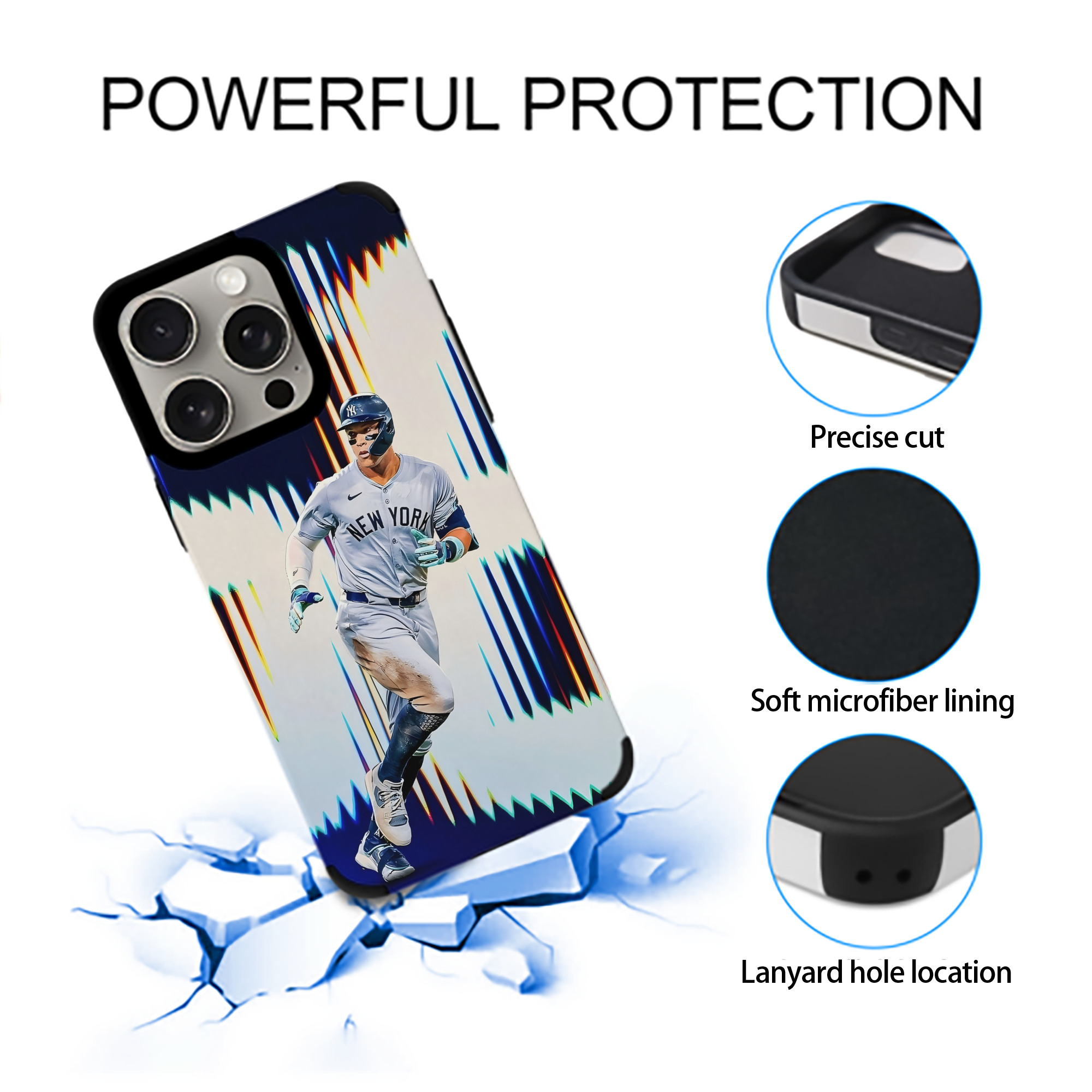Aaron Judge 56 Home Runs IPhone 15 Pro Max PU Leather Case – Soft Lining, 360° Protection – Precise Fit, 3D Buttons, Easy Charging – Anti-Yellowing, Easy To Clean