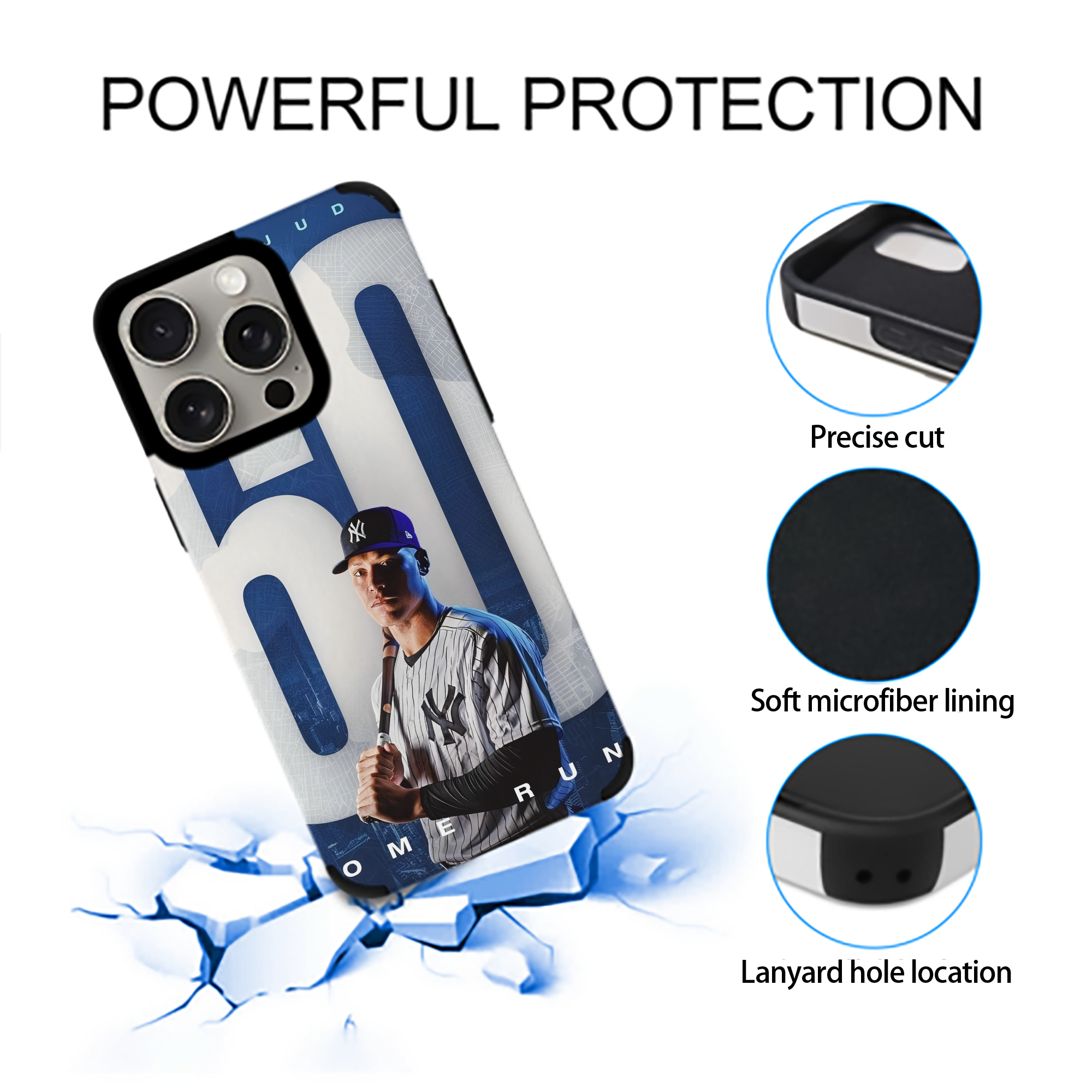 Aaron Judge 60 Home Runs IPhone 15 Pro Max PU Leather Case – Soft Lining, 360° Protection – Precise Fit, 3D Buttons, Easy Charging – Anti-Yellowing, Easy To Clean