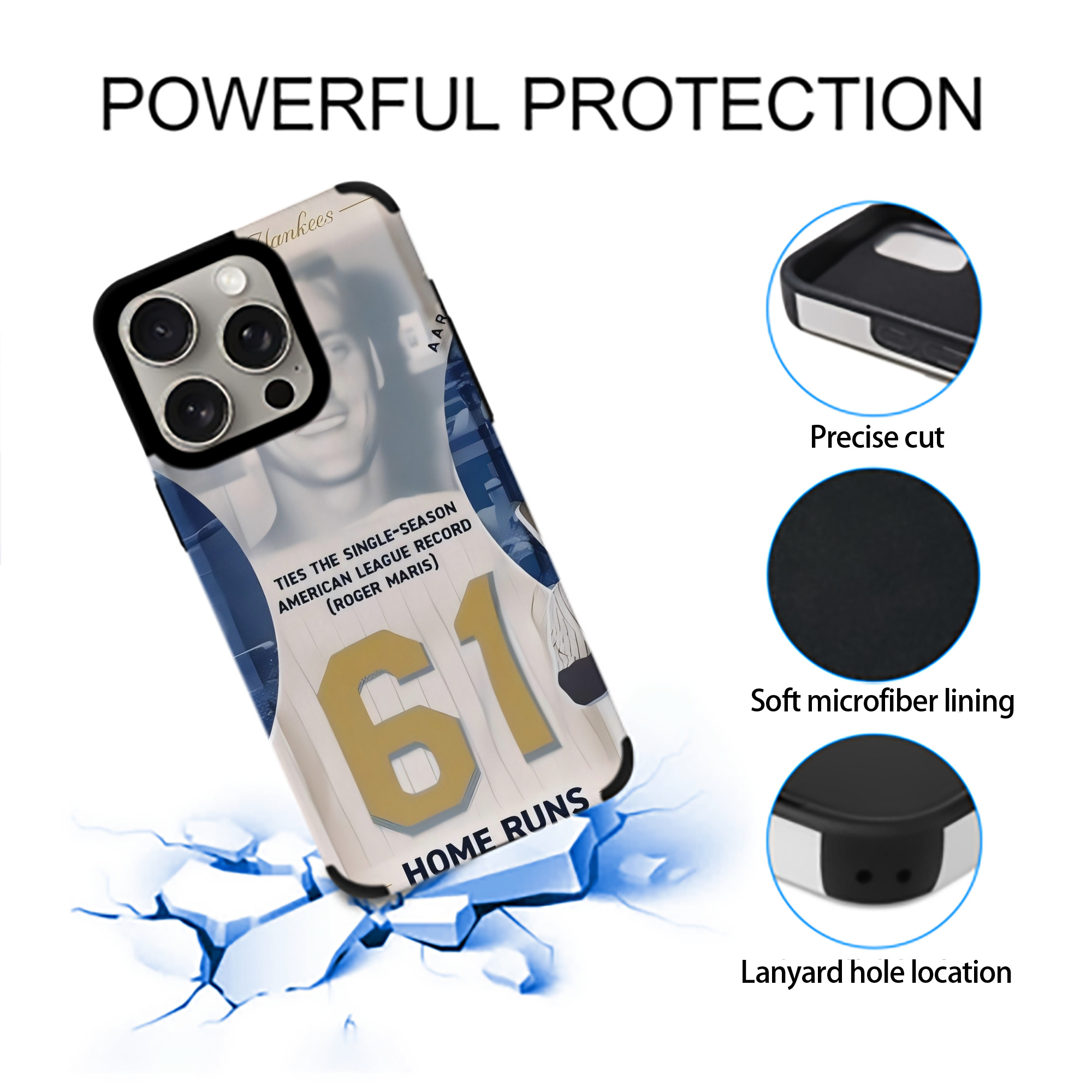 Aaron Judge 61 Home Runs 2 IPhone 15 Pro Max PU Leather Case – Soft Lining, 360° Protection – Precise Fit, 3D Buttons, Easy Charging – Anti-Yellowing, Easy To Clean