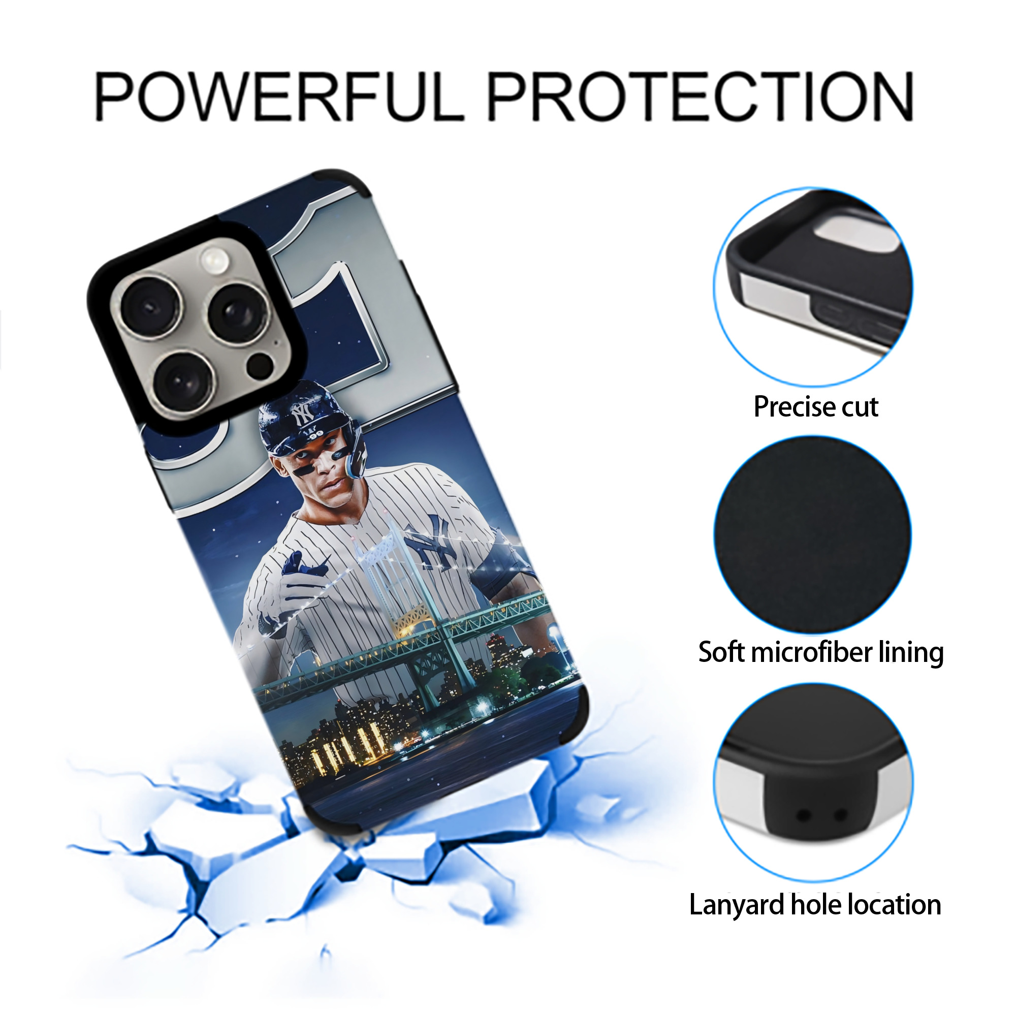 Aaron Judge 61 Home Runs IPhone 15 Pro Max PU Leather Case – Soft Lining, 360° Protection – Precise Fit, 3D Buttons, Easy Charging – Anti-Yellowing, Easy To Clean