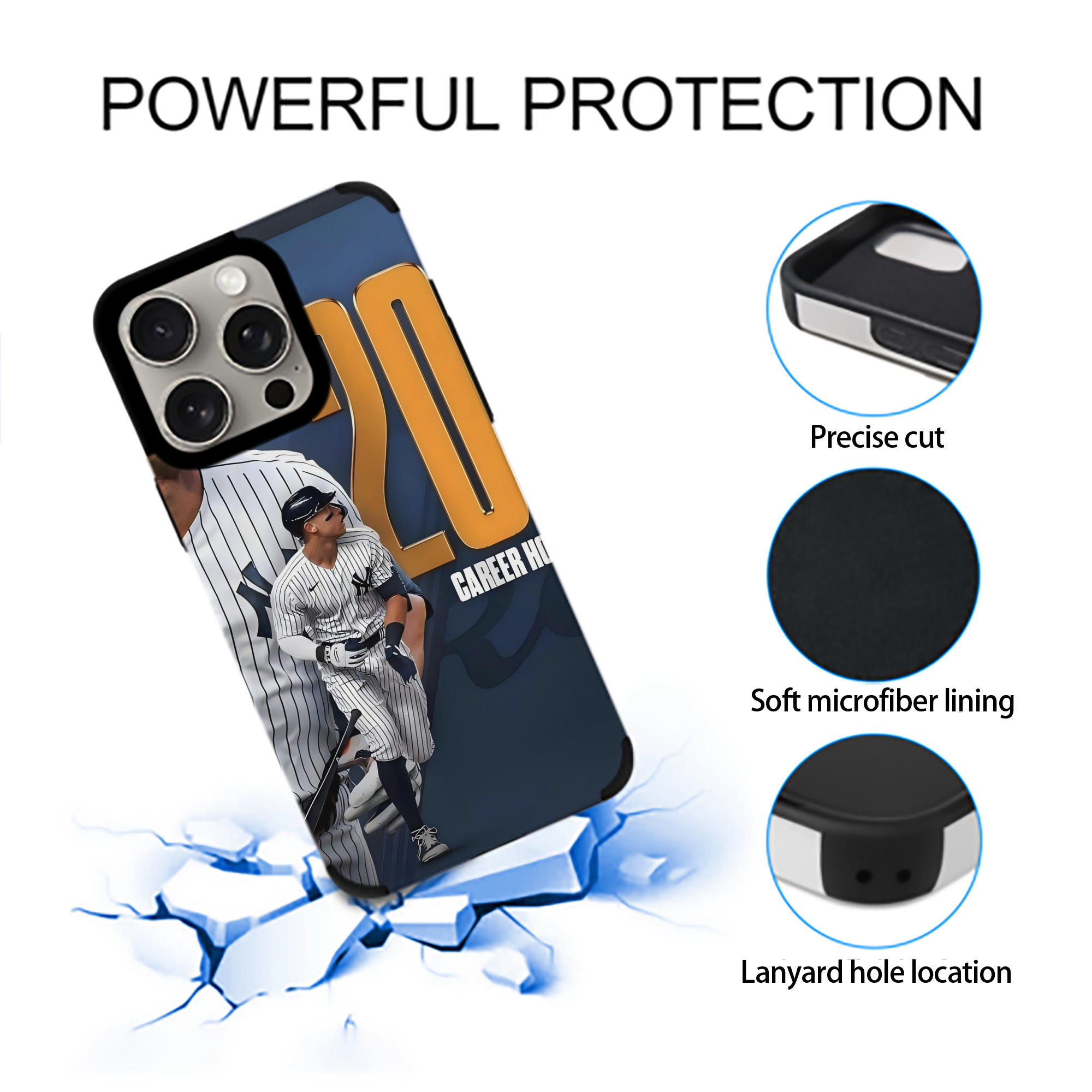 Aaron Judge 200 Home Runs 1 IPhone 15 Pro Max PU Leather Case – Soft Lining, 360° Protection – Precise Fit, 3D Buttons, Easy Charging – Anti-Yellowing, Easy To Clean