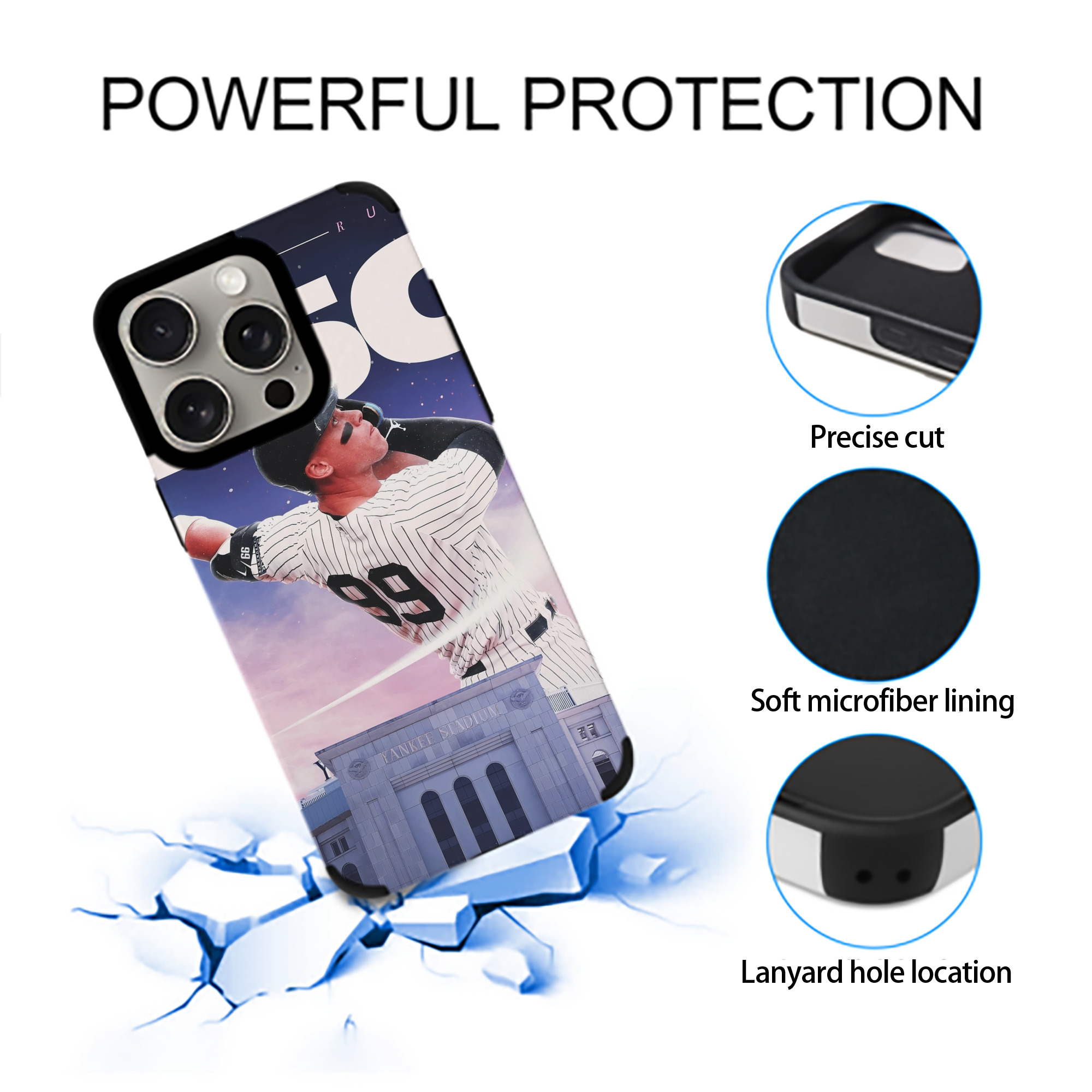 Aaron Judge 250 Home Runs IPhone 15 Pro Max PU Leather Case – Soft Lining, 360° Protection – Precise Fit, 3D Buttons, Easy Charging – Anti-Yellowing, Easy To Clean