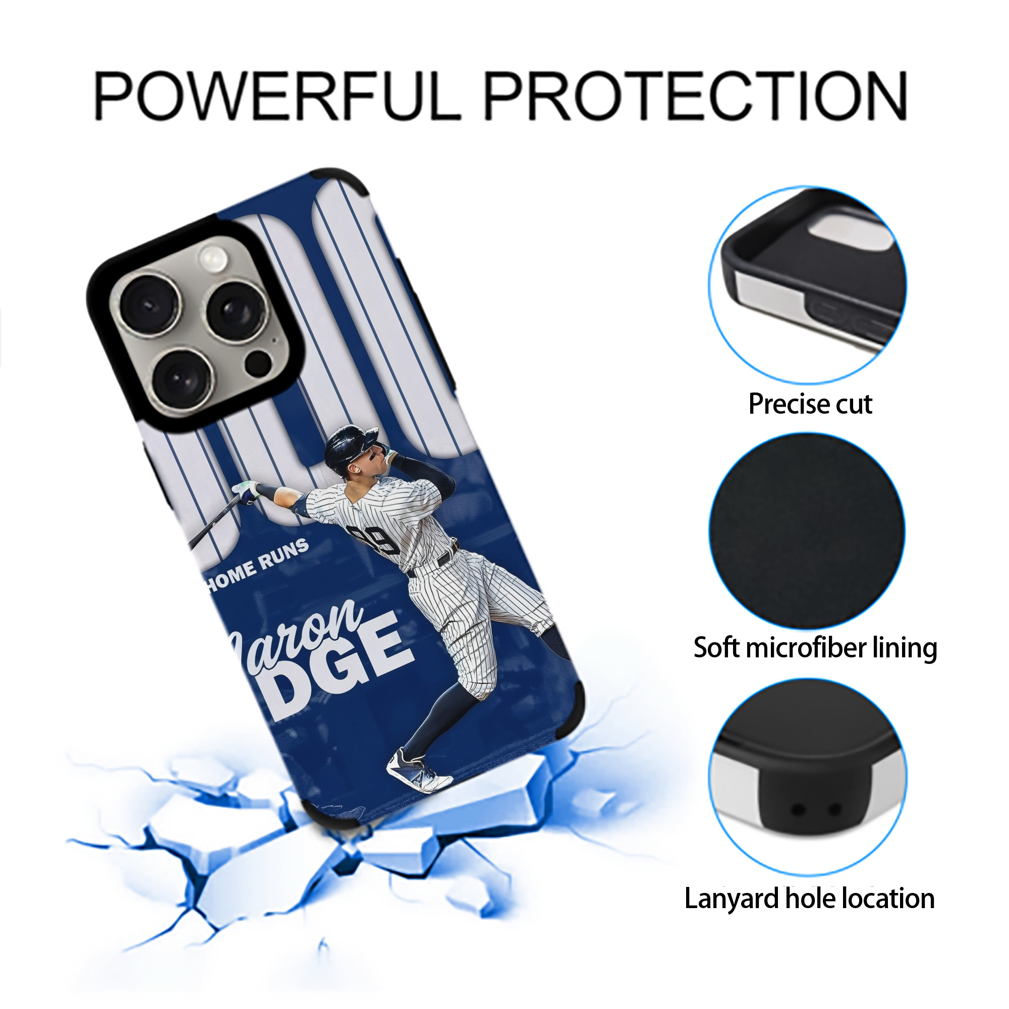 Aaron Judge 300 Home Runs IPhone 15 Pro Max PU Leather Case – Soft Lining, 360° Protection – Precise Fit, 3D Buttons, Easy Charging – Anti-Yellowing, Easy To Clean