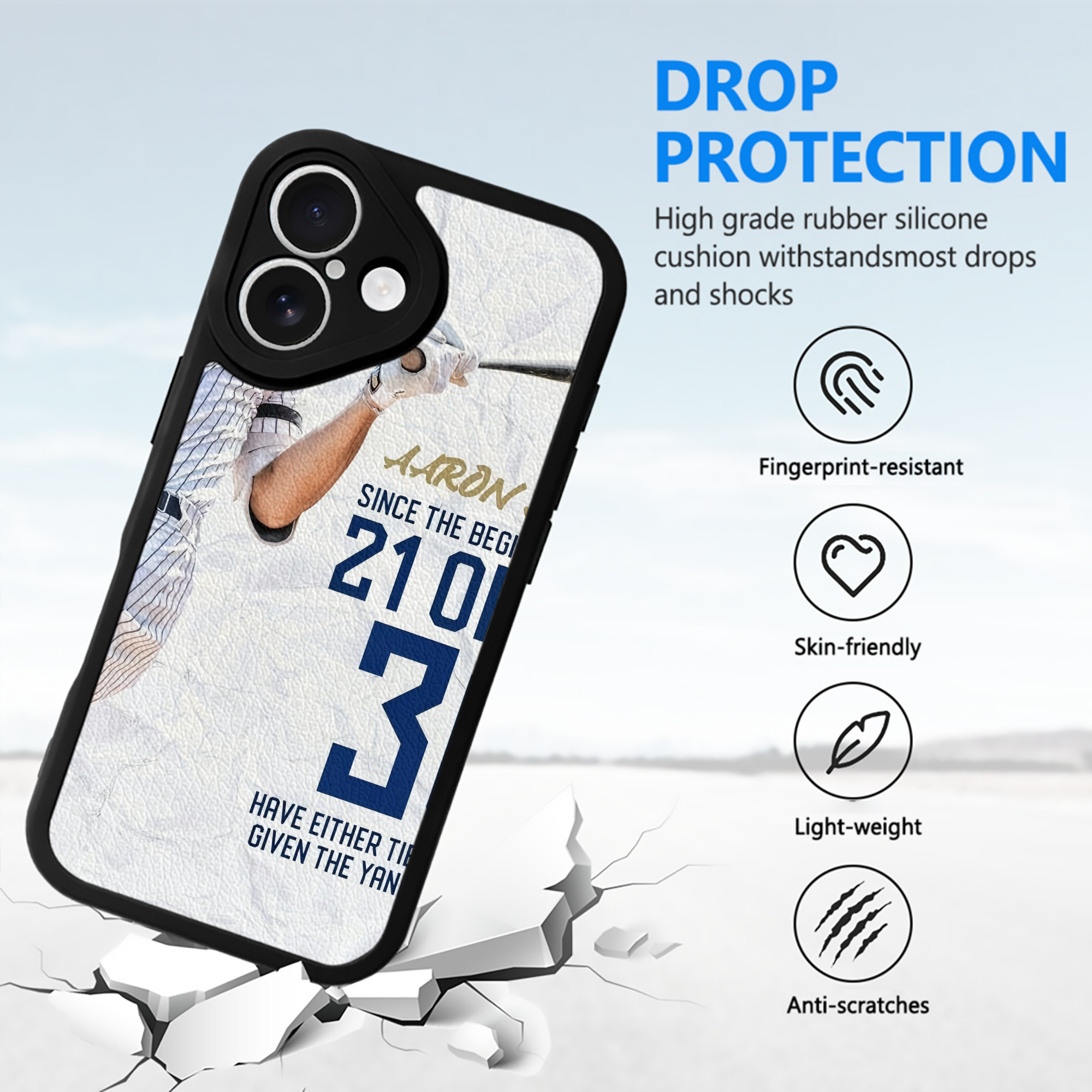 Aaron Judge 30 Home Runs IPhone 16 Silicone Leather Case – UV Print, Lambskin Texture – Perfect Fit, Wireless Charging Compatible, Scratch Resistant, Precise Cutouts – Stylish Protection For IPhone 16