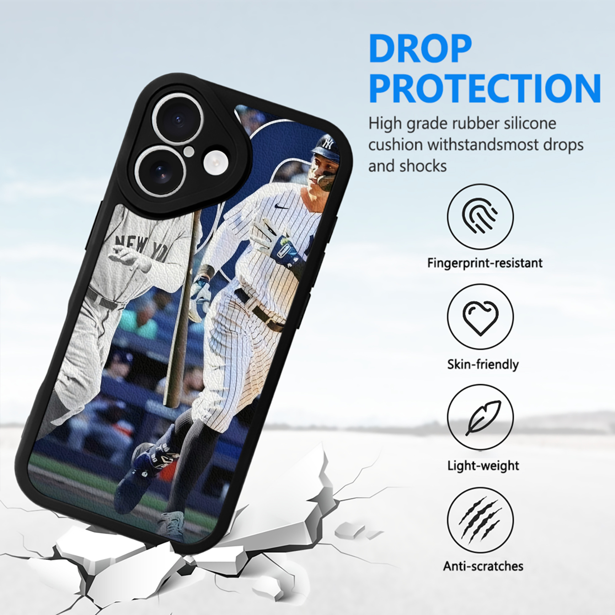 Aaron Judge 60 Home Runs 5 IPhone 16 Silicone Leather Case – UV Print, Lambskin Texture – Perfect Fit, Wireless Charging Compatible, Scratch Resistant, Precise Cutouts – Stylish Protection For IPhone 16