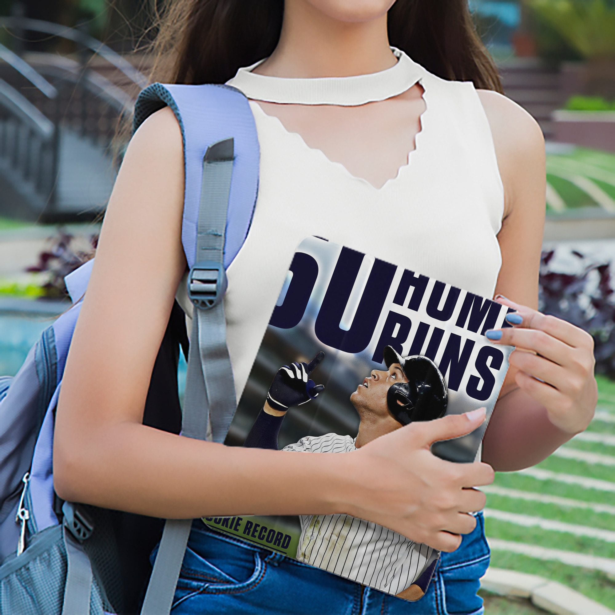 Aaron Judge 50 Home Runs 5 Premium Tri-Fold PU Leather & Silicone IPad Case With Pencil Slot – Fits 9.5,10.5,10.9 – Adjustable Stand, Slim, Protective