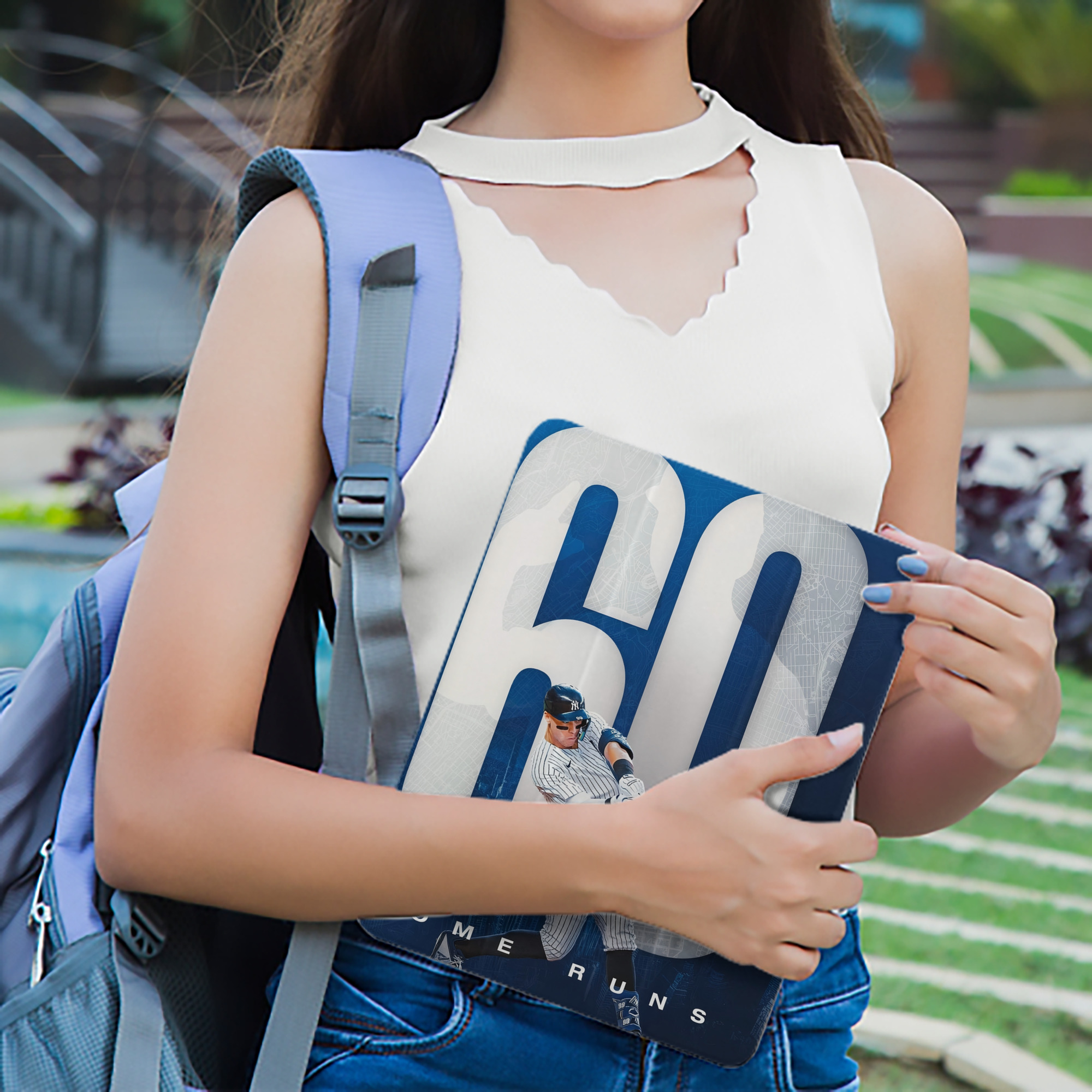 Aaron Judge 60 Home Runs 2 Premium Tri-Fold PU Leather & Silicone IPad Case With Pencil Slot – Fits 9.5,10.5,10.9 – Adjustable Stand, Slim, Protective