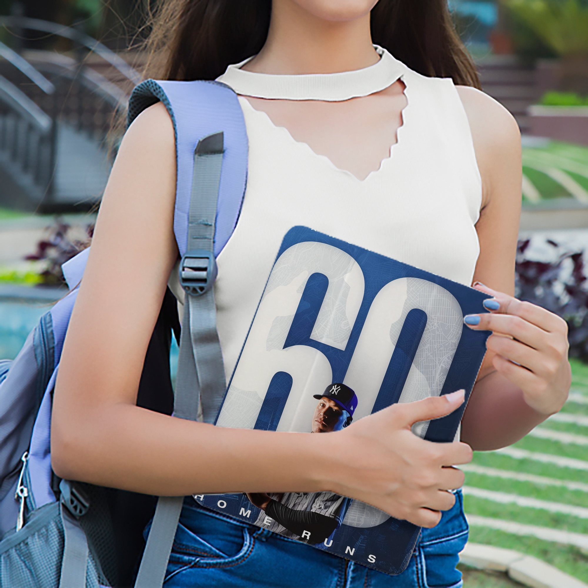 Aaron Judge 60 Home Runs Premium Tri-Fold PU Leather & Silicone IPad Case With Pencil Slot – Fits 9.5,10.5,10.9 – Adjustable Stand, Slim, Protective