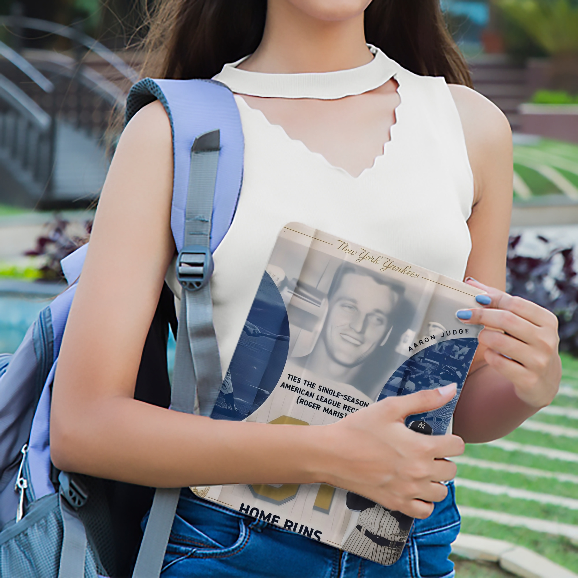 Aaron Judge 61 Home Runs 2 Premium Tri-Fold PU Leather & Silicone IPad Case With Pencil Slot – Fits 9.5,10.5,10.9 – Adjustable Stand, Slim, Protective