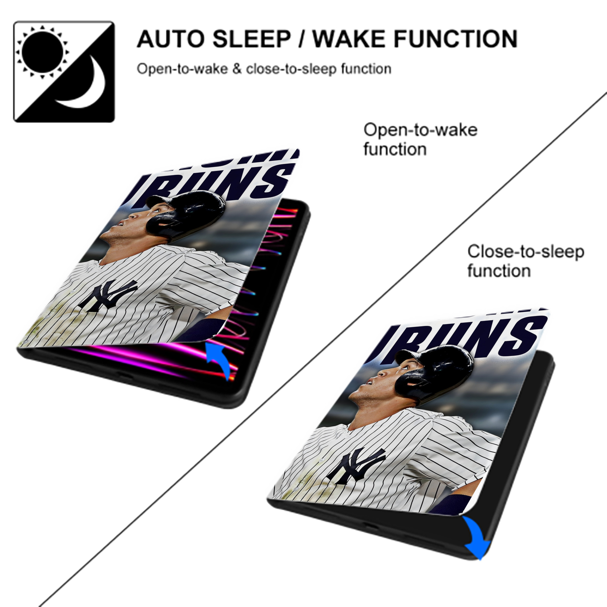 Aaron Judge 50 Home Runs 5 IPad Book-Style Case With Pencil Slot – Slim PU & TPU Cover – Full Protection, Precise Fit, Water & Scratch Resistant