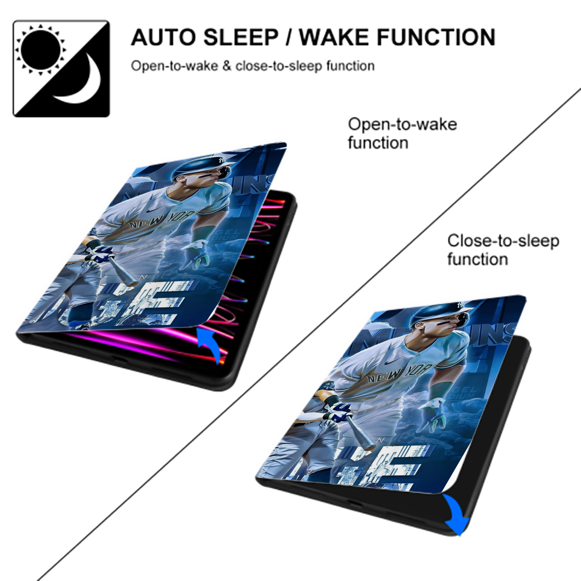 Aaron Judge 50 Home Runs IPad Book-Style Case With Pencil Slot – Slim PU & TPU Cover – Full Protection, Precise Fit, Water & Scratch Resistant