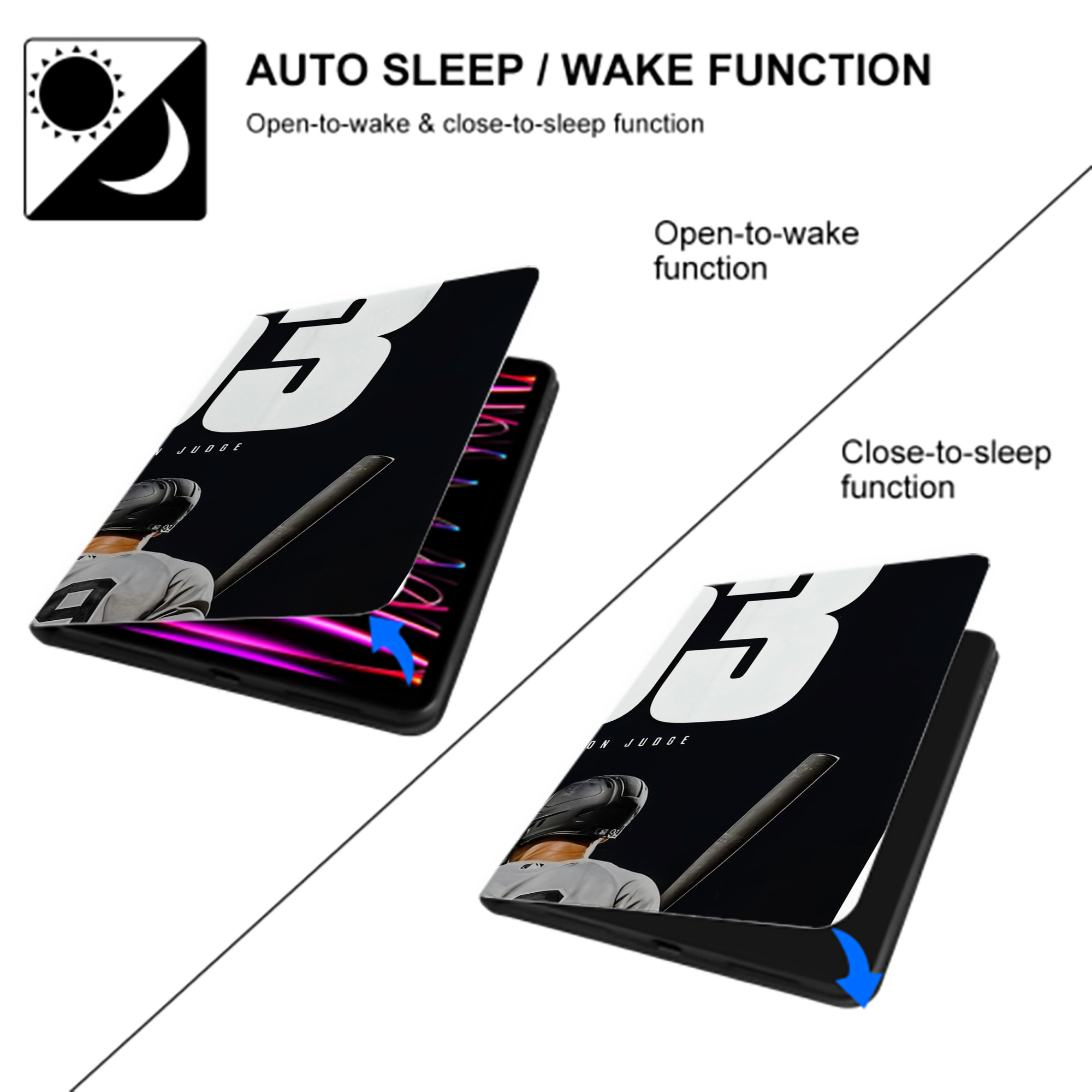 Aaron Judge 53 Home Runs IPad Book-Style Case With Pencil Slot – Slim PU & TPU Cover – Full Protection, Precise Fit, Water & Scratch Resistant