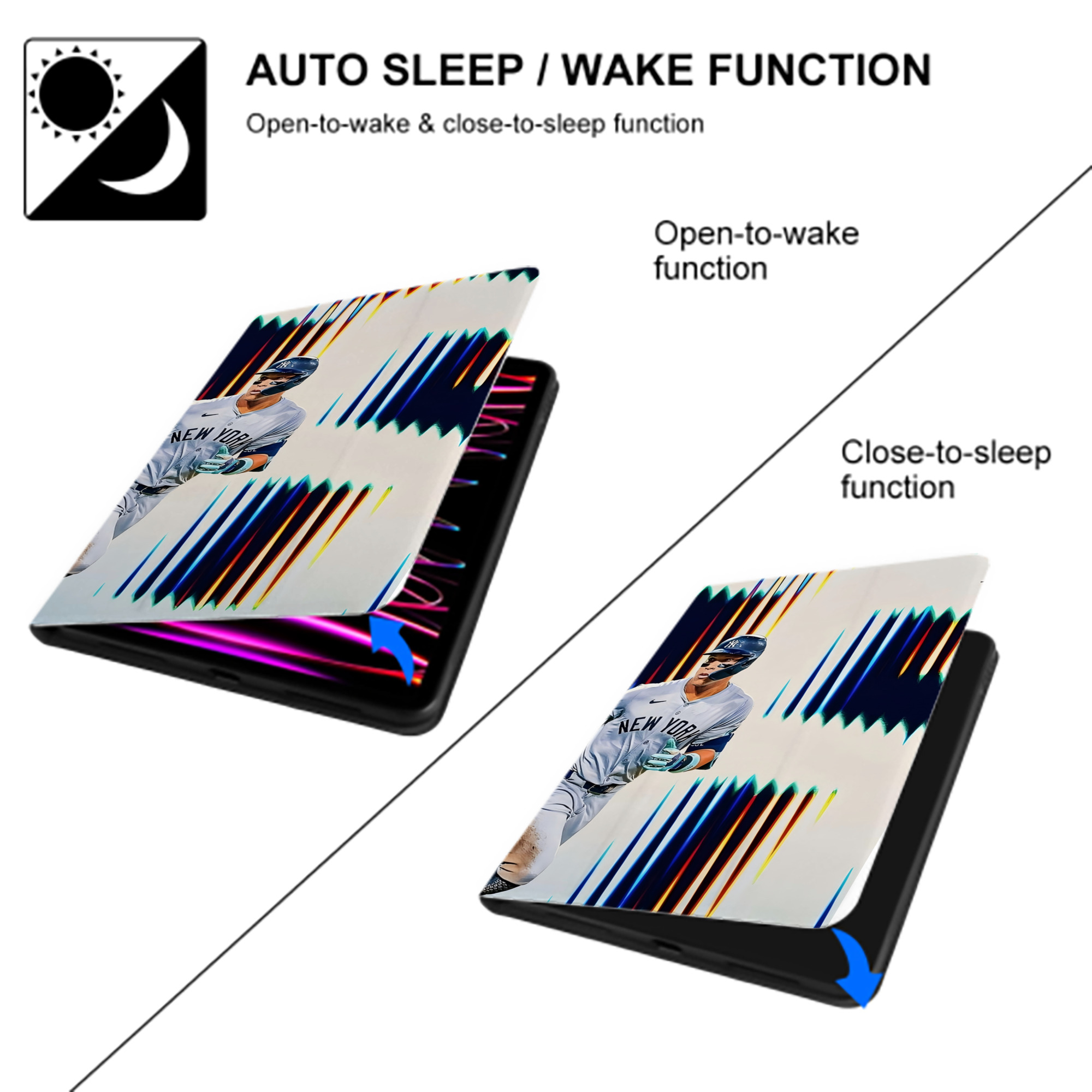 Aaron Judge 56 Home Runs IPad Book-Style Case With Pencil Slot – Slim PU & TPU Cover – Full Protection, Precise Fit, Water & Scratch Resistant