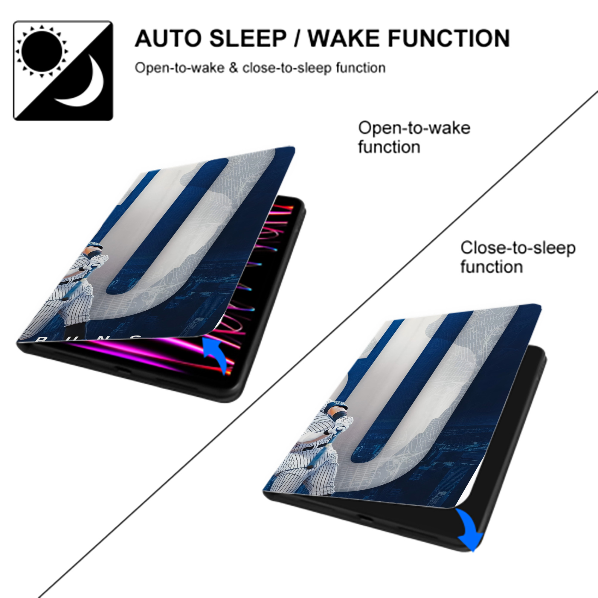 Aaron Judge 60 Home Runs 2 IPad Book-Style Case With Pencil Slot – Slim PU & TPU Cover – Full Protection, Precise Fit, Water & Scratch Resistant