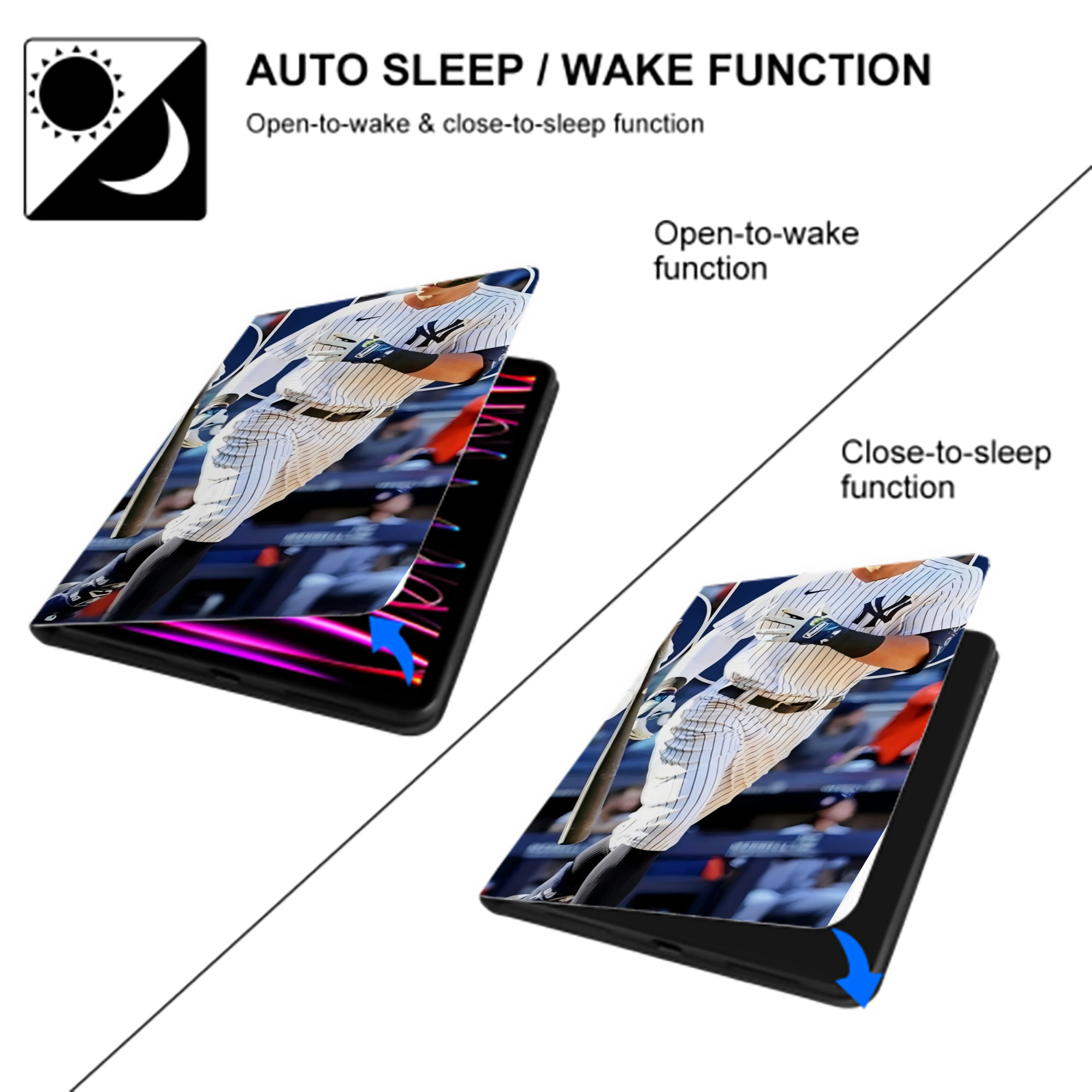 Aaron Judge 60 Home Runs 5 IPad Book-Style Case With Pencil Slot – Slim PU & TPU Cover – Full Protection, Precise Fit, Water & Scratch Resistant