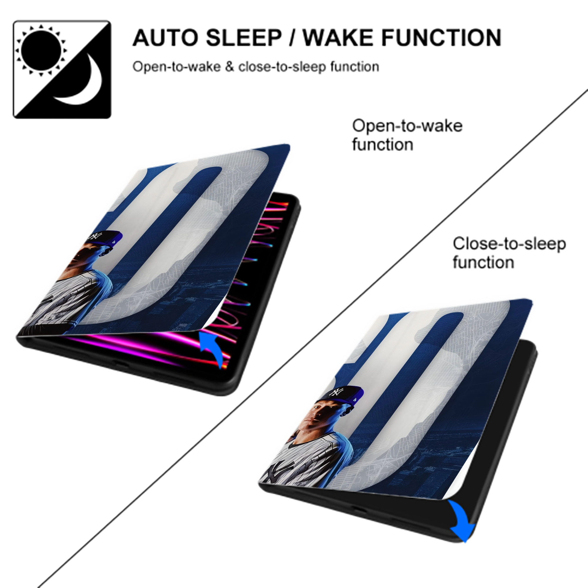 Aaron Judge 60 Home Runs IPad Book-Style Case With Pencil Slot – Slim PU & TPU Cover – Full Protection, Precise Fit, Water & Scratch Resistant