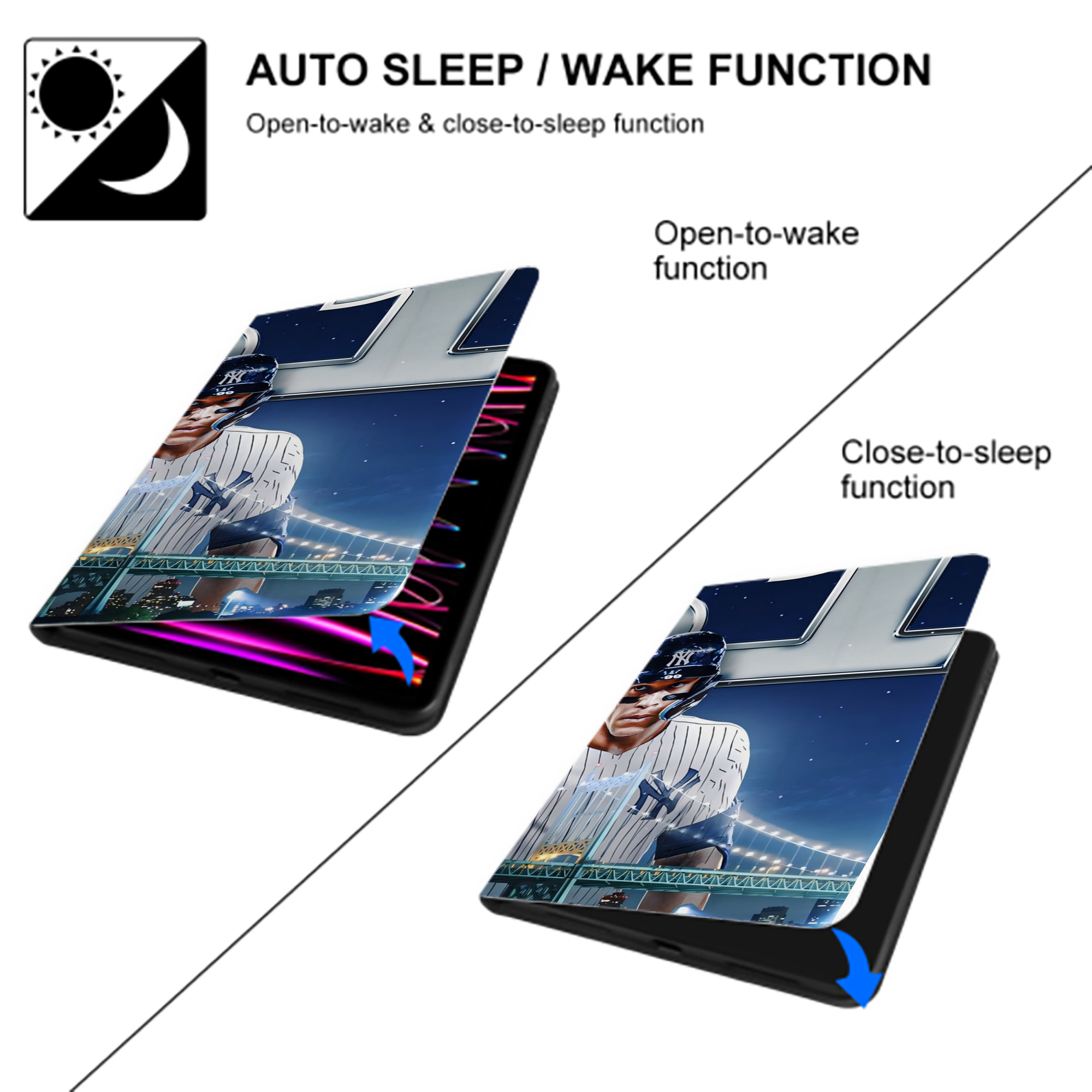 Aaron Judge 61 Home Runs IPad Book-Style Case With Pencil Slot – Slim PU & TPU Cover – Full Protection, Precise Fit, Water & Scratch Resistant