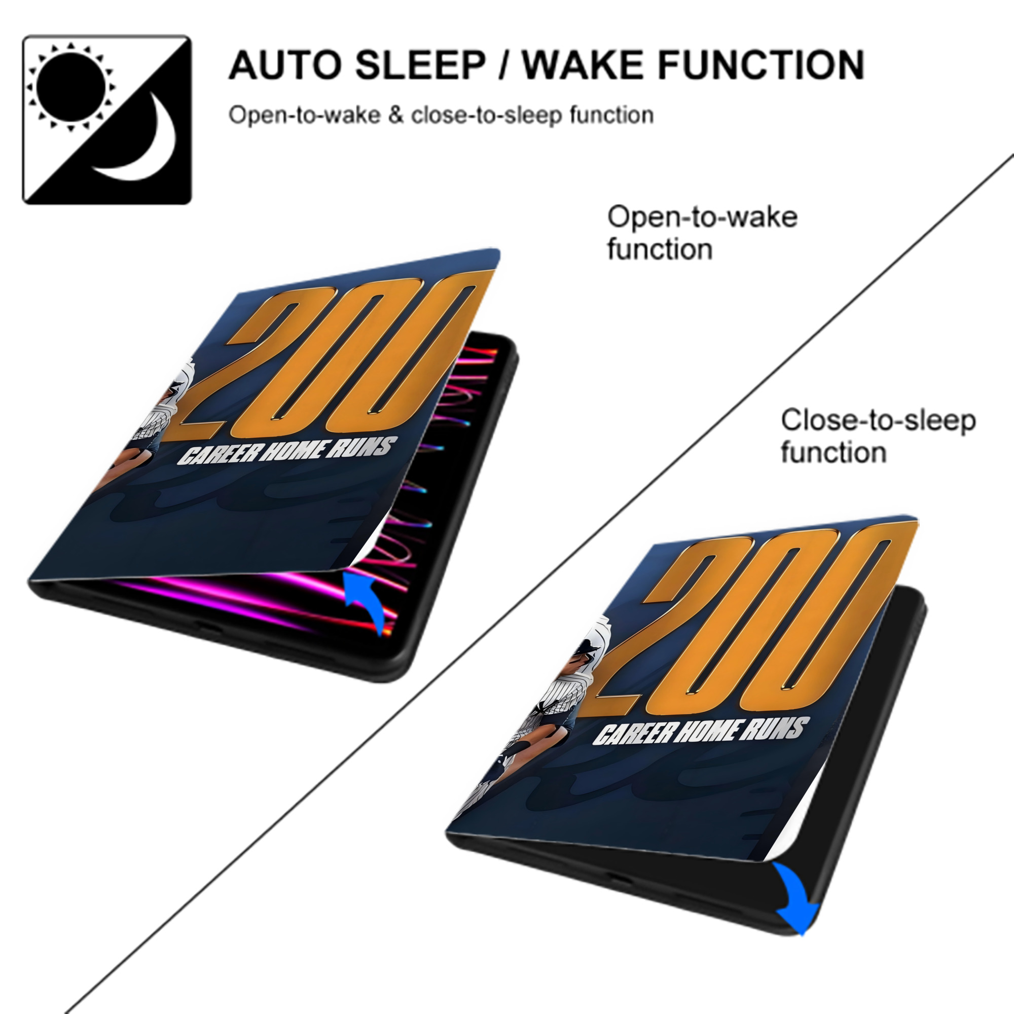 Aaron Judge 200 Home Runs 1 IPad Book-Style Case With Pencil Slot – Slim PU & TPU Cover – Full Protection, Precise Fit, Water & Scratch Resistant