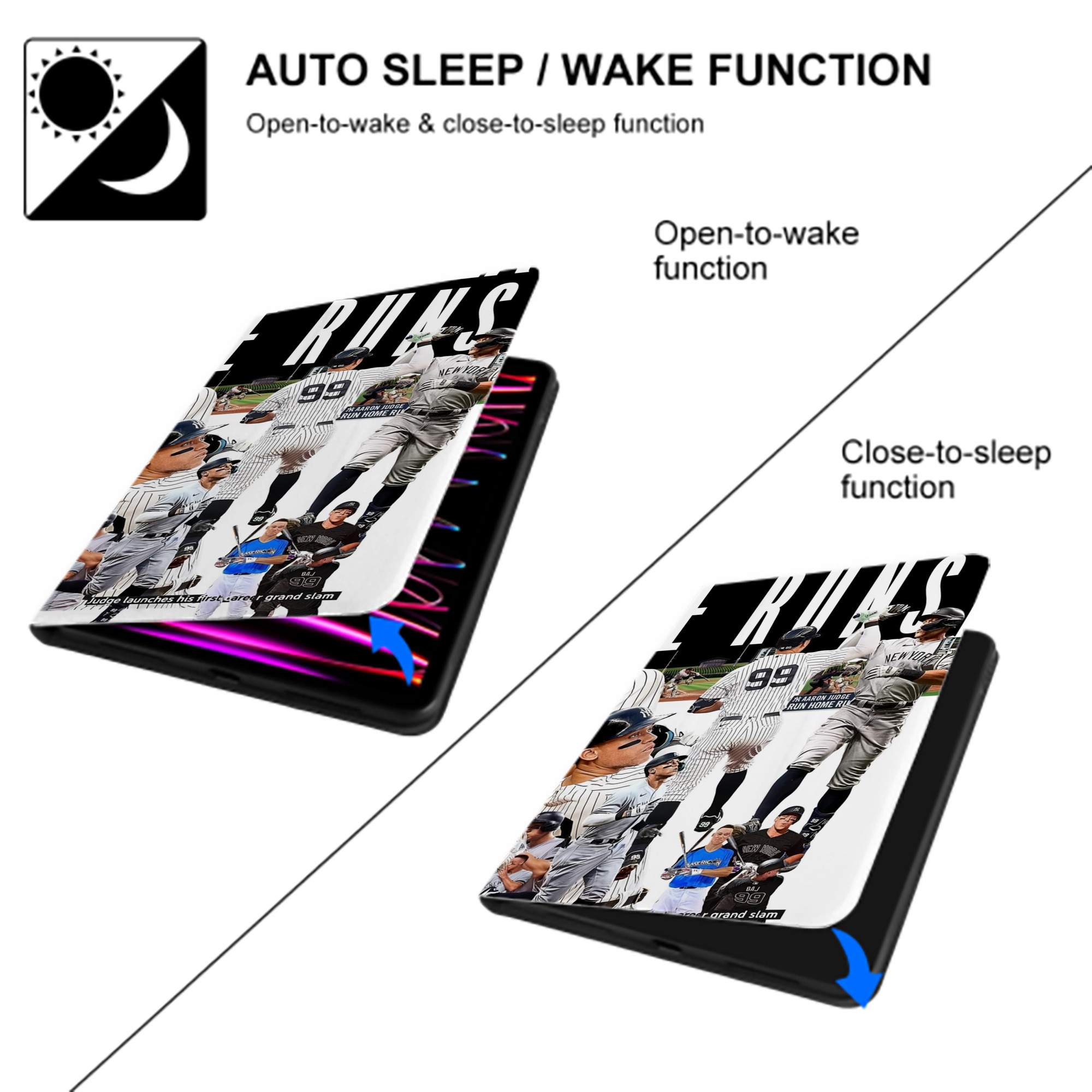 Aaron Judge 200 Home Runs 2 IPad Book-Style Case With Pencil Slot – Slim PU & TPU Cover – Full Protection, Precise Fit, Water & Scratch Resistant