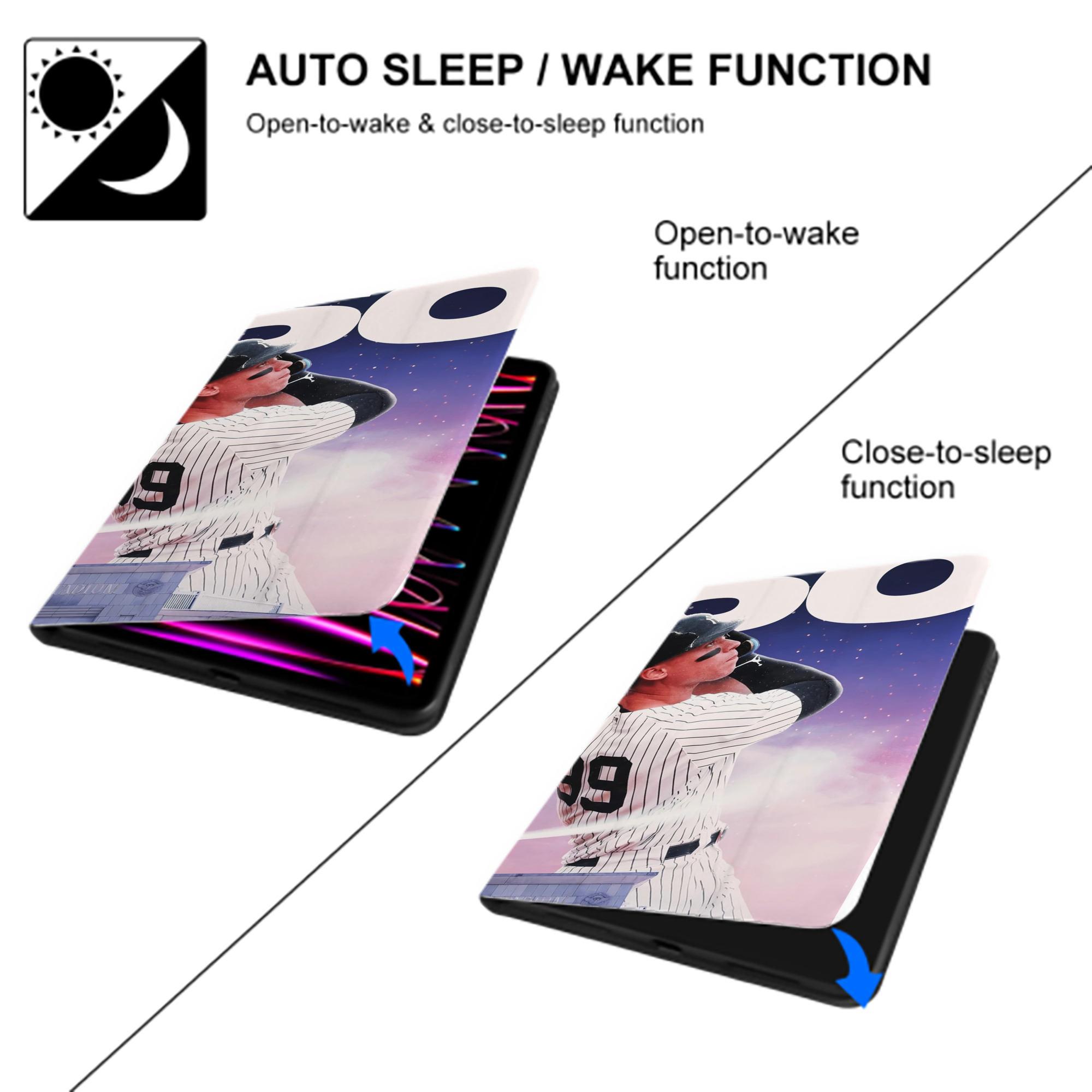 Aaron Judge 250 Home Runs IPad Book-Style Case With Pencil Slot – Slim PU & TPU Cover – Full Protection, Precise Fit, Water & Scratch Resistant