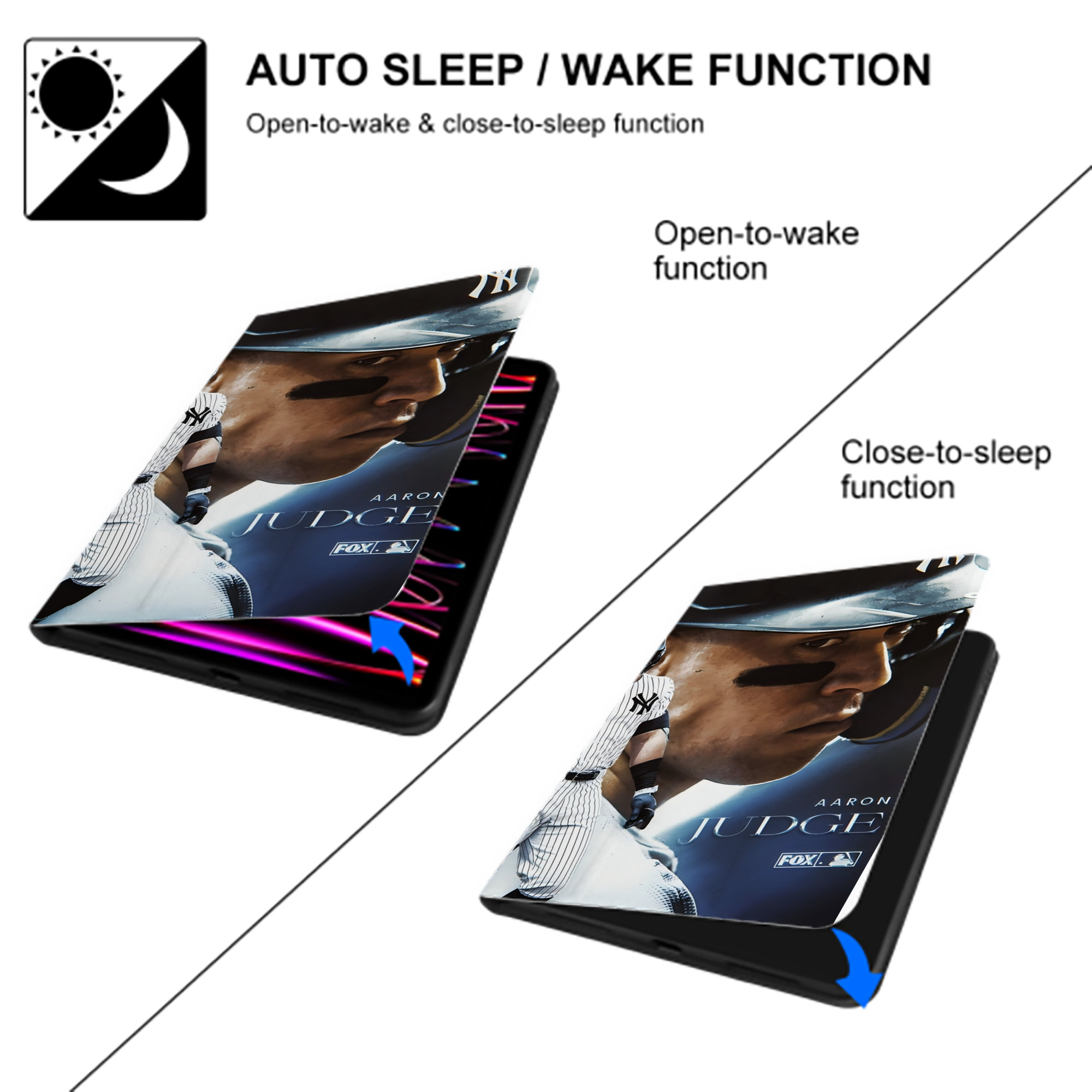 Aaron Judge 300 Home Runs 1 IPad Book-Style Case With Pencil Slot – Slim PU & TPU Cover – Full Protection, Precise Fit, Water & Scratch Resistant