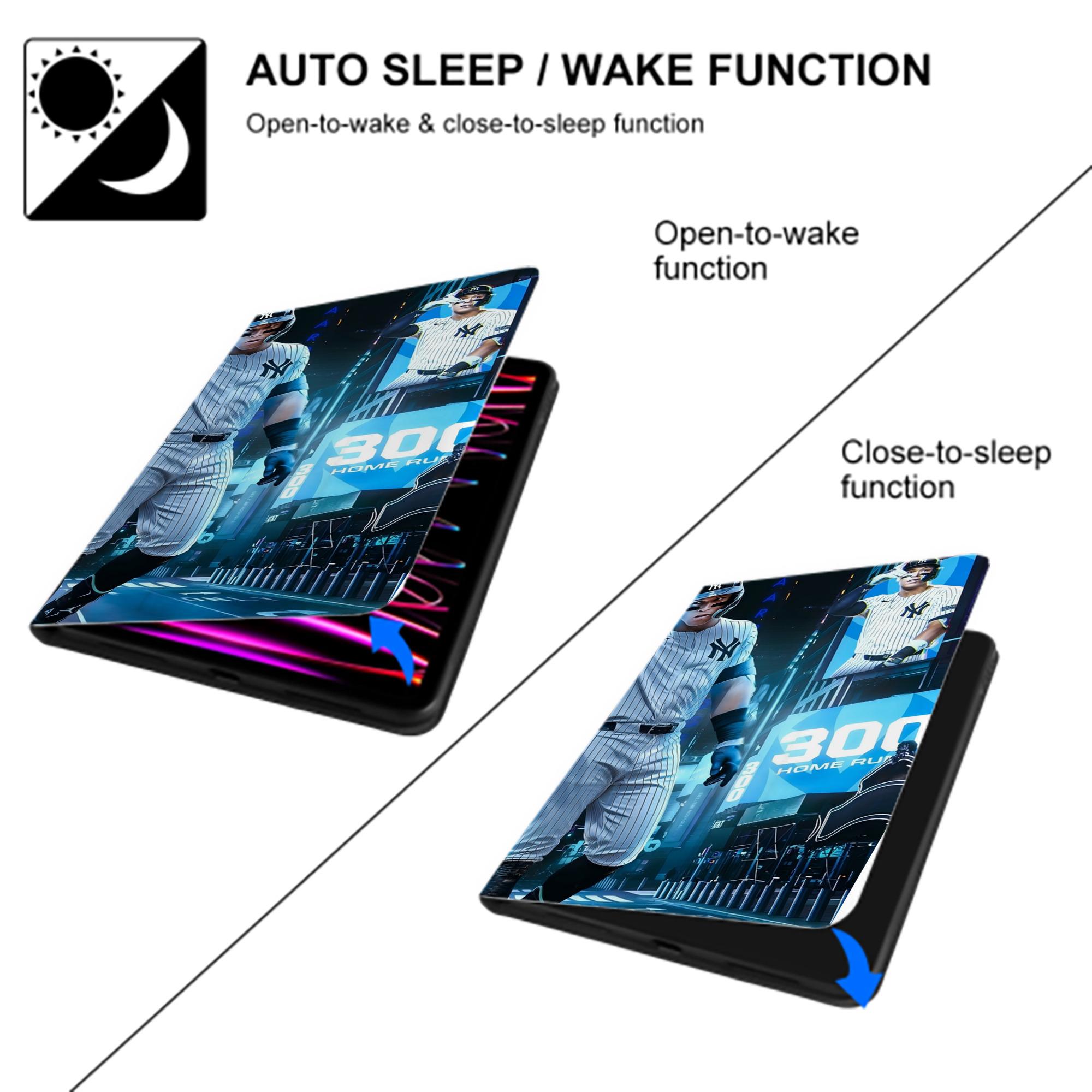 Aaron Judge 300 Home Runs 2 IPad Book-Style Case With Pencil Slot – Slim PU & TPU Cover – Full Protection, Precise Fit, Water & Scratch Resistant