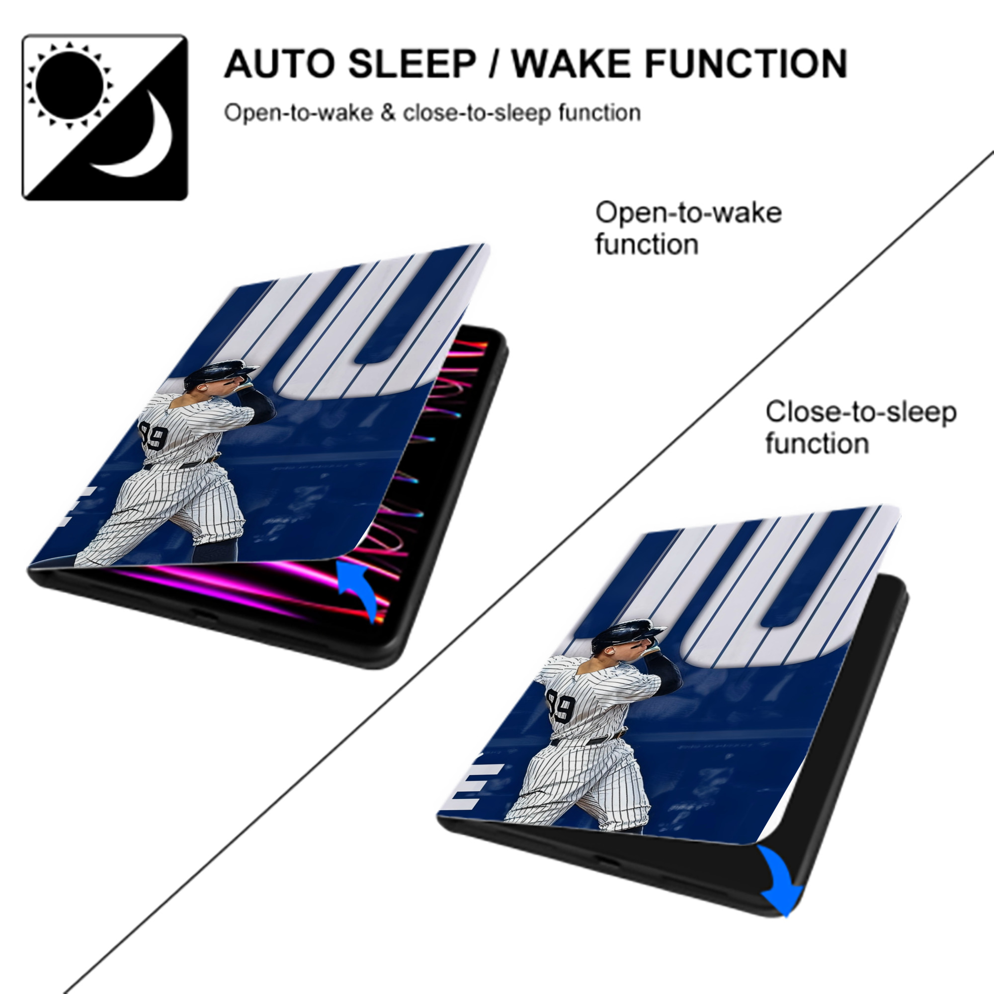Aaron Judge 300 Home Runs IPad Book-Style Case With Pencil Slot – Slim PU & TPU Cover – Full Protection, Precise Fit, Water & Scratch Resistant