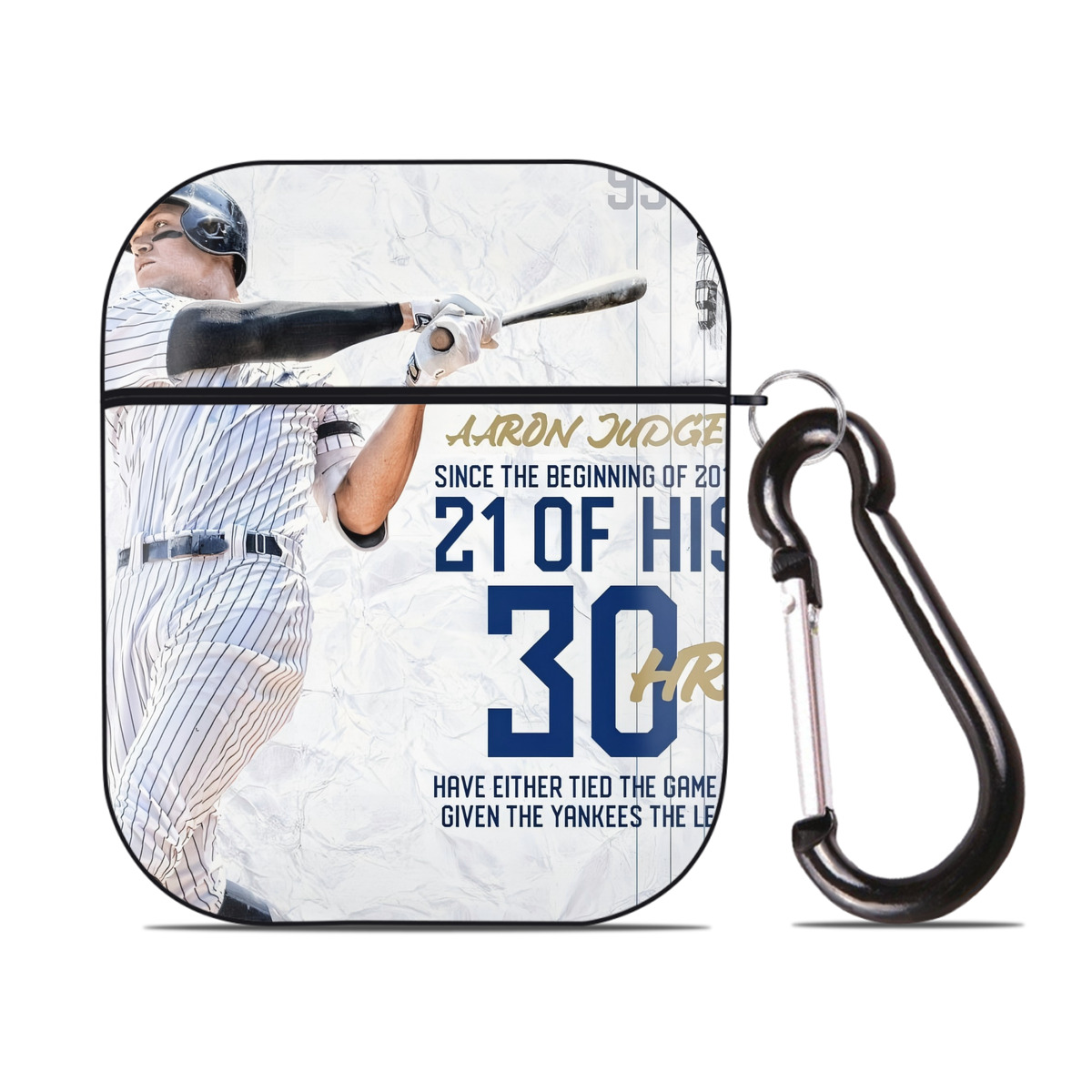 Aaron Judge 30 Home Runs AirPods 2 Case Hard Shell Black, Flexible PC Material, Precise Cutouts, Full Protection, Anti-Fingerprint, Washable, Includes Keychain – Durable & Slim Design