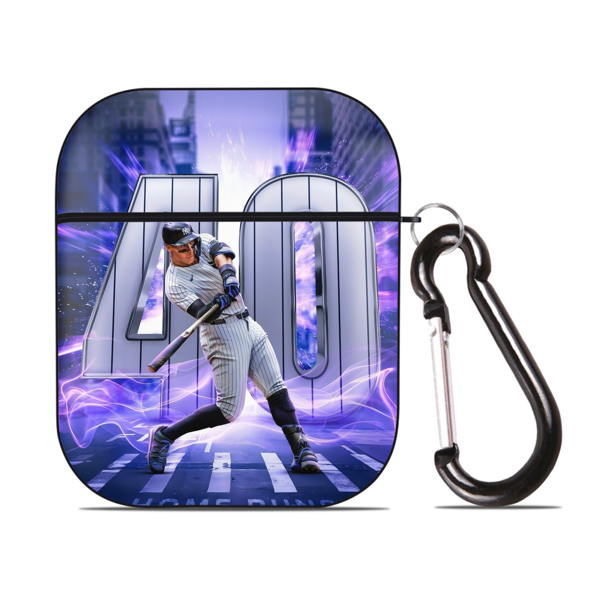 Aaron Judge 40 Home Runs AirPods 2 Case Hard Shell Black, Flexible PC Material, Precise Cutouts, Full Protection, Anti-Fingerprint, Washable, Includes Keychain – Durable & Slim Design