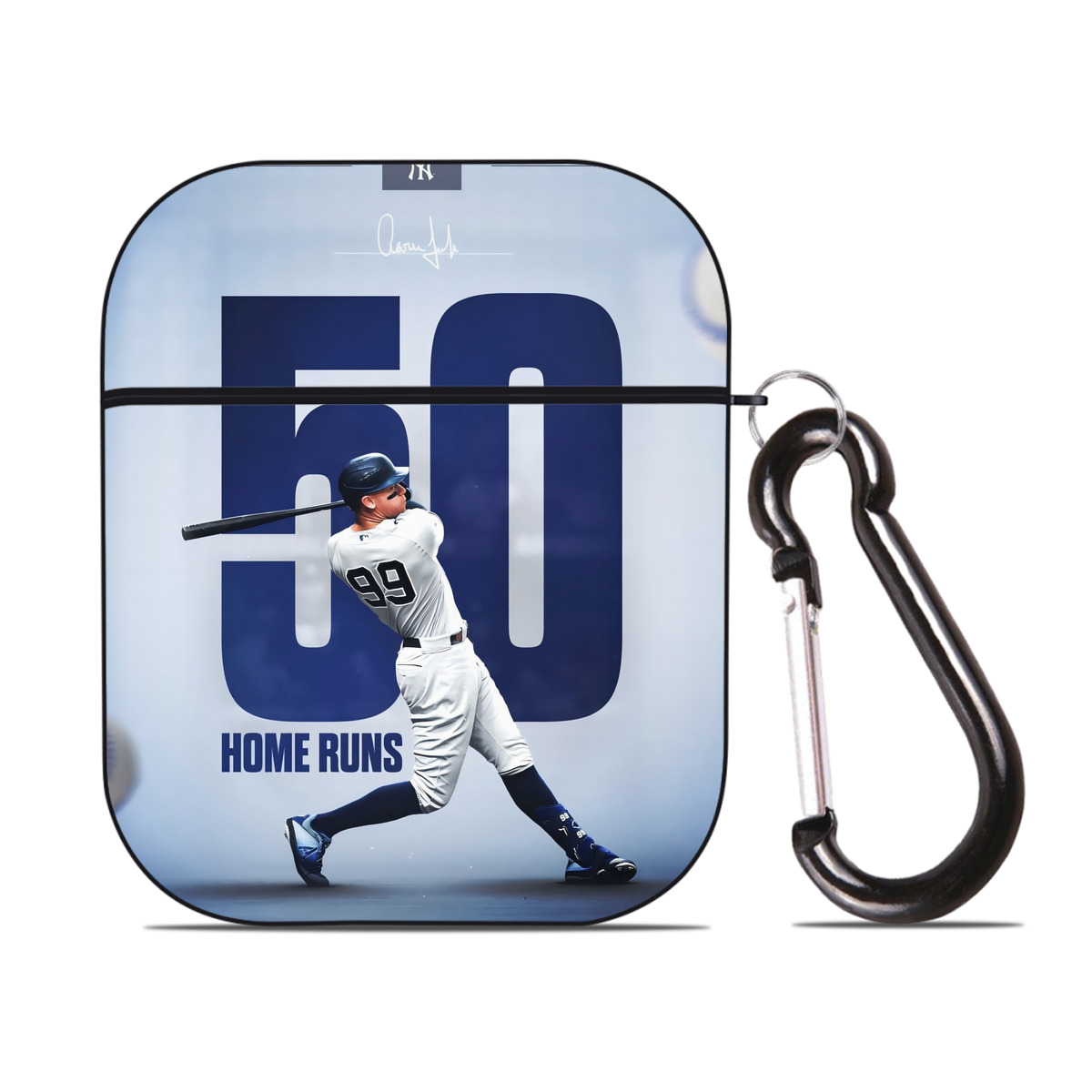 Aaron Judge 50 Home Runs 4 AirPods 2 Case Hard Shell Black, Flexible PC Material, Precise Cutouts, Full Protection, Anti-Fingerprint, Washable, Includes Keychain – Durable & Slim Design