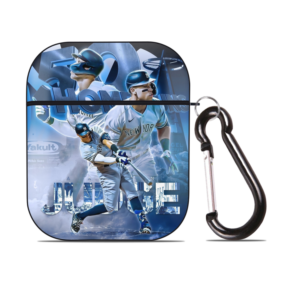 Aaron Judge 50 Home Runs AirPods 2 Case Hard Shell Black, Flexible PC Material, Precise Cutouts, Full Protection, Anti-Fingerprint, Washable, Includes Keychain – Durable & Slim Design