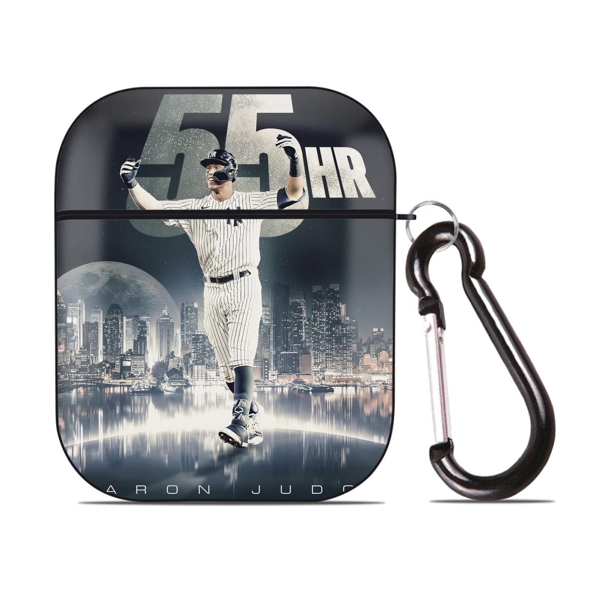 Aaron Judge 55 Home Runs AirPods 2 Case Hard Shell Black, Flexible PC Material, Precise Cutouts, Full Protection, Anti-Fingerprint, Washable, Includes Keychain – Durable & Slim Design