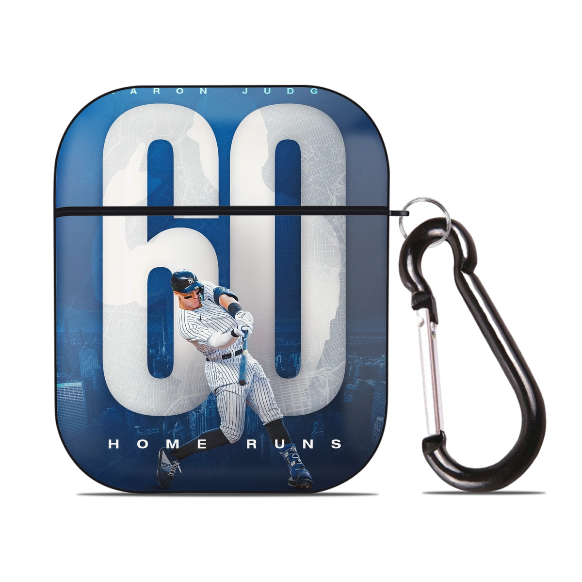 Aaron Judge 60 Home Runs 2 AirPods 2 Case Hard Shell Black, Flexible PC Material, Precise Cutouts, Full Protection, Anti-Fingerprint, Washable, Includes Keychain – Durable & Slim Design