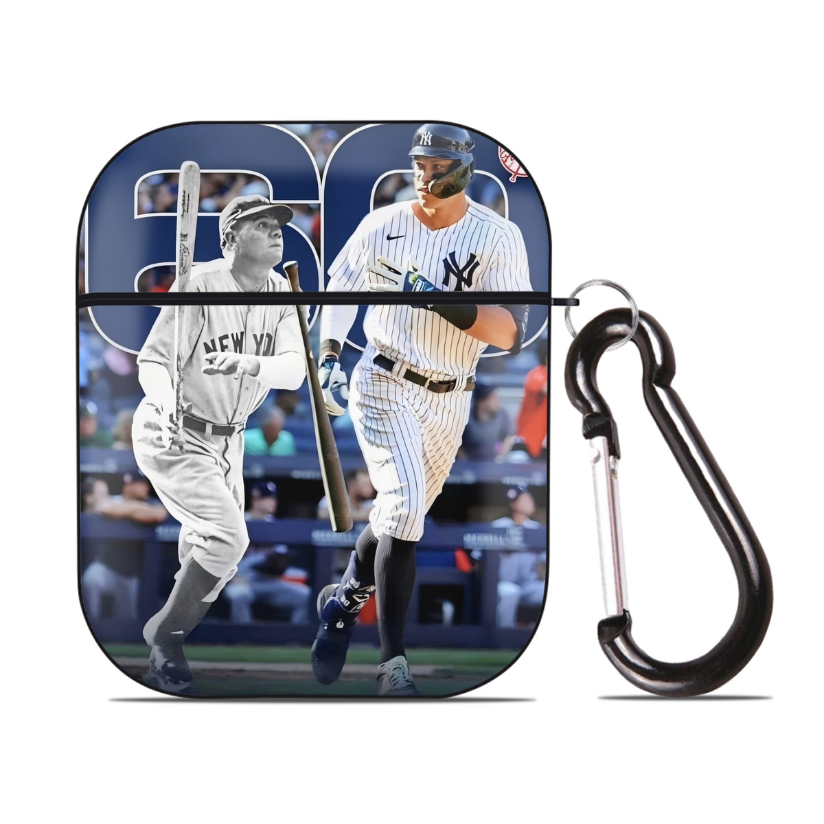 Aaron Judge 60 Home Runs 5 AirPods 2 Case Hard Shell Black, Flexible PC Material, Precise Cutouts, Full Protection, Anti-Fingerprint, Washable, Includes Keychain – Durable & Slim Design