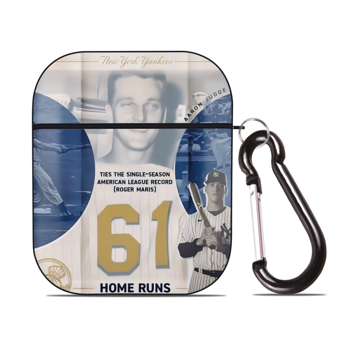 Aaron Judge 61 Home Runs 2 AirPods 2 Case Hard Shell Black, Flexible PC Material, Precise Cutouts, Full Protection, Anti-Fingerprint, Washable, Includes Keychain – Durable & Slim Design