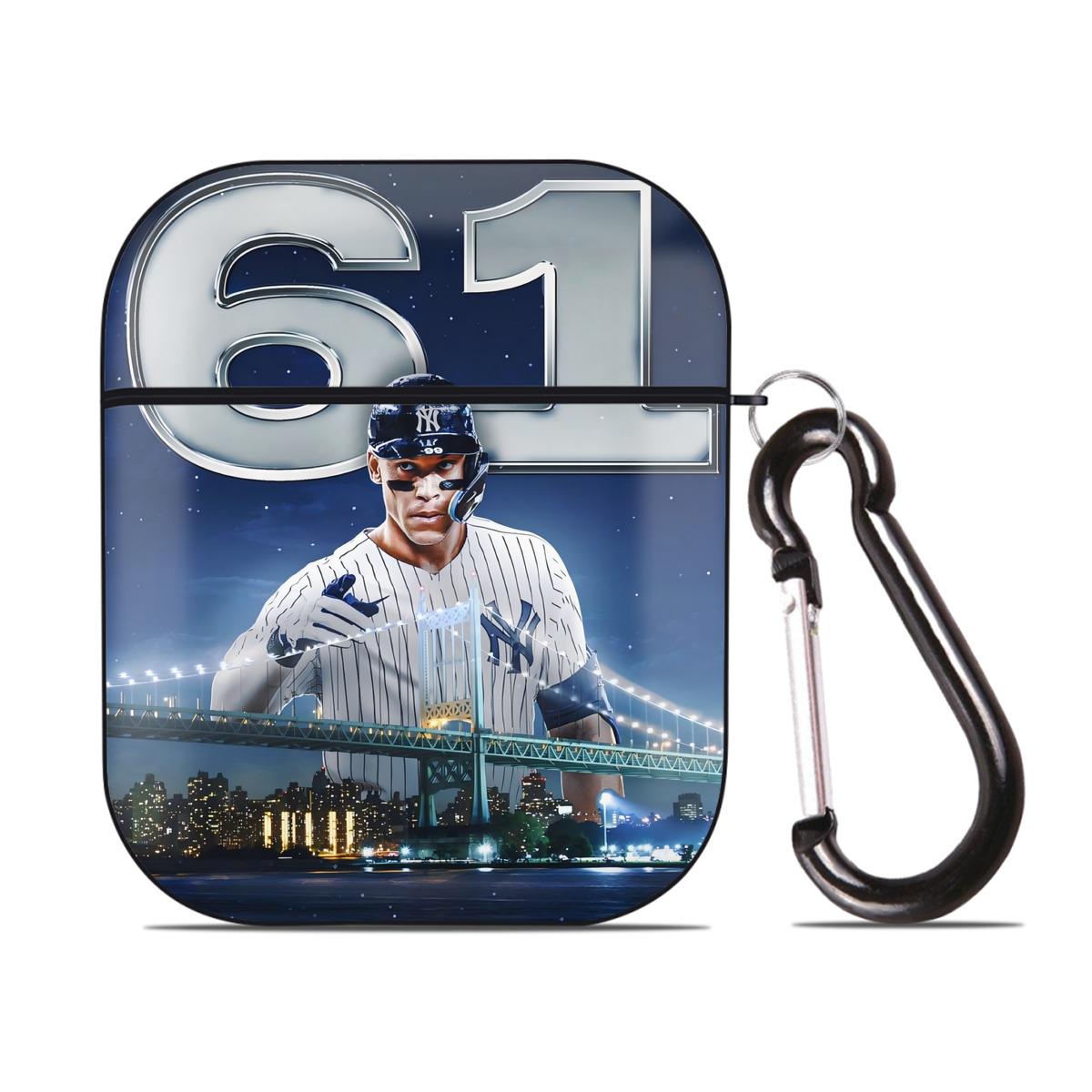 Aaron Judge 61 Home Runs AirPods 2 Case Hard Shell Black, Flexible PC Material, Precise Cutouts, Full Protection, Anti-Fingerprint, Washable, Includes Keychain – Durable & Slim Design