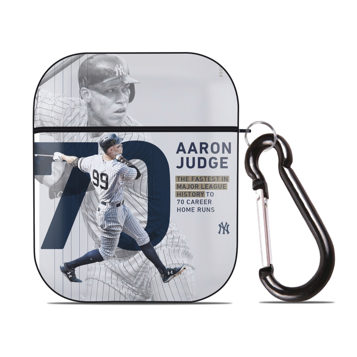 Aaron Judge 70 Home Runs AirPods 2 Case Hard Shell Black, Flexible PC Material, Precise Cutouts, Full Protection, Anti-Fingerprint, Washable, Includes Keychain – Durable & Slim Design