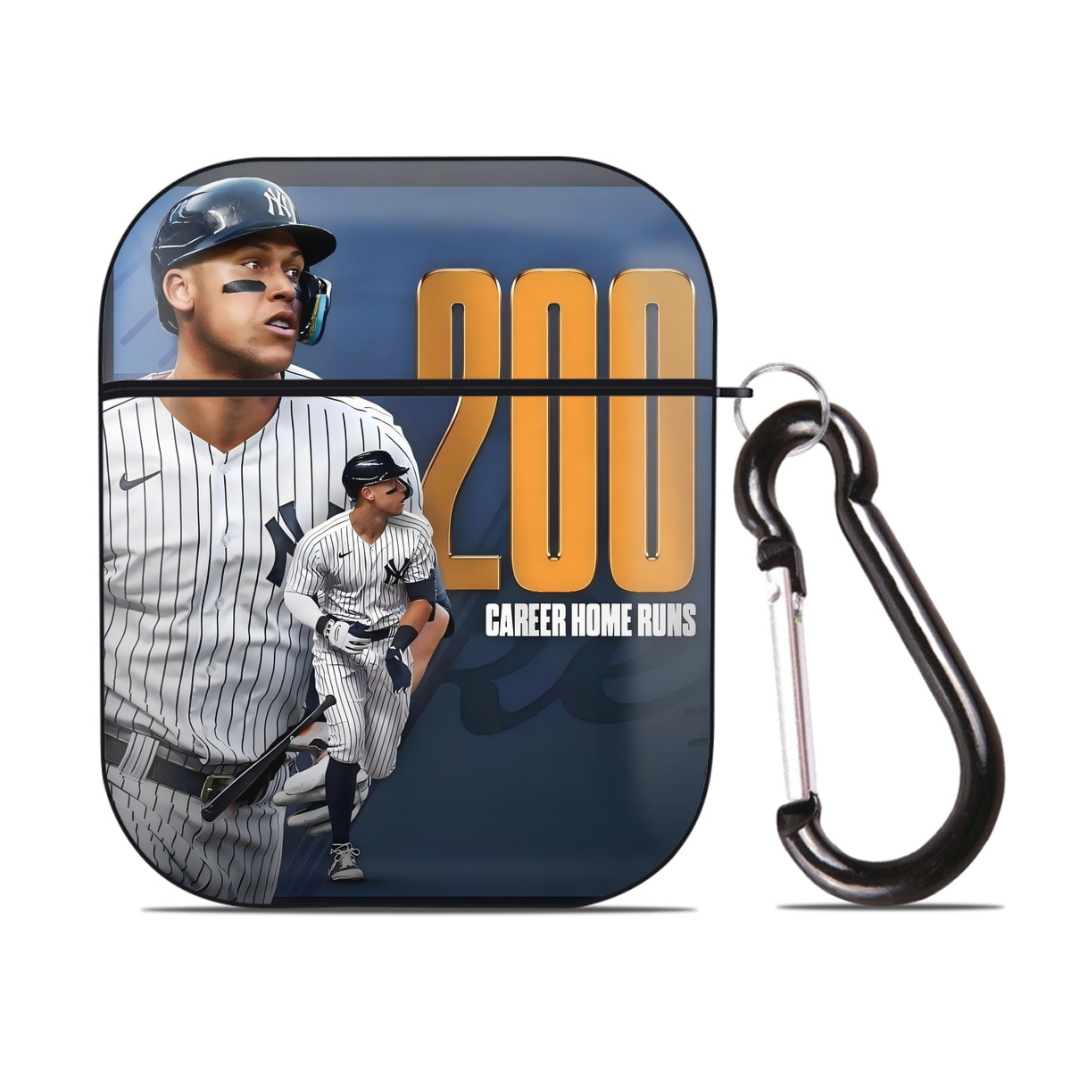 Aaron Judge 200 Home Runs 1 AirPods 2 Case Hard Shell Black, Flexible PC Material, Precise Cutouts, Full Protection, Anti-Fingerprint, Washable, Includes Keychain – Durable & Slim Design