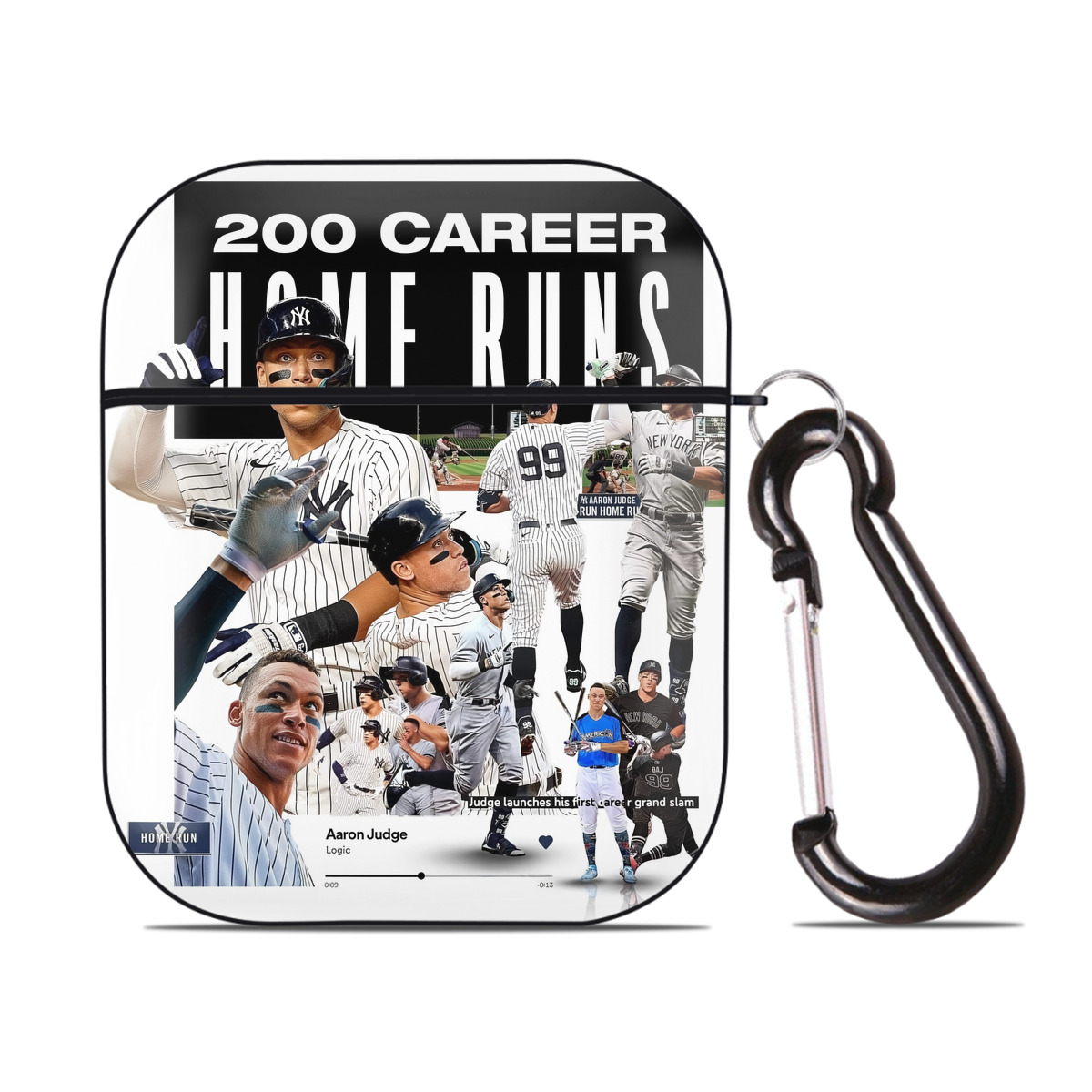 Aaron Judge 200 Home Runs 2 AirPods 2 Case Hard Shell Black, Flexible PC Material, Precise Cutouts, Full Protection, Anti-Fingerprint, Washable, Includes Keychain – Durable & Slim Design