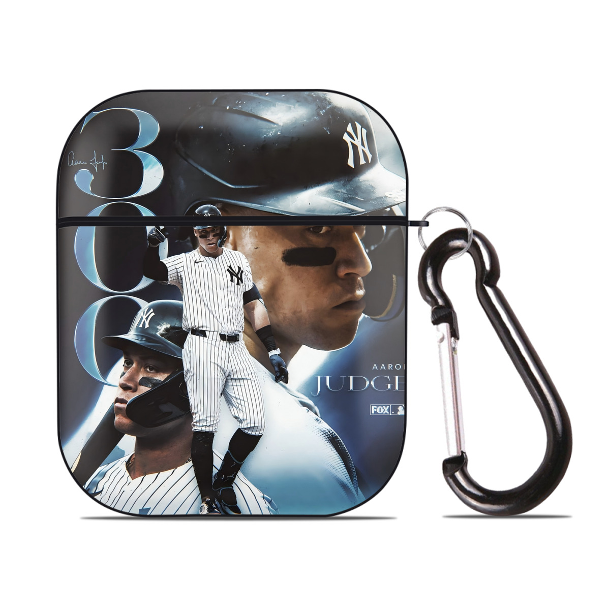 Aaron Judge 300 Home Runs 1 AirPods 2 Case Hard Shell Black, Flexible PC Material, Precise Cutouts, Full Protection, Anti-Fingerprint, Washable, Includes Keychain – Durable & Slim Design
