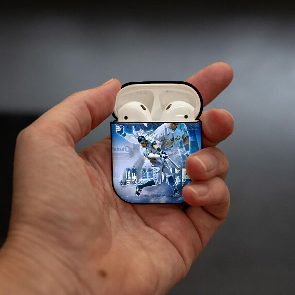 Aaron Judge 50 Home Runs AirPods 2 Case Hard Shell Black, Flexible PC Material, Precise Cutouts, Full Protection, Anti-Fingerprint, Washable, Includes Keychain – Durable & Slim Design