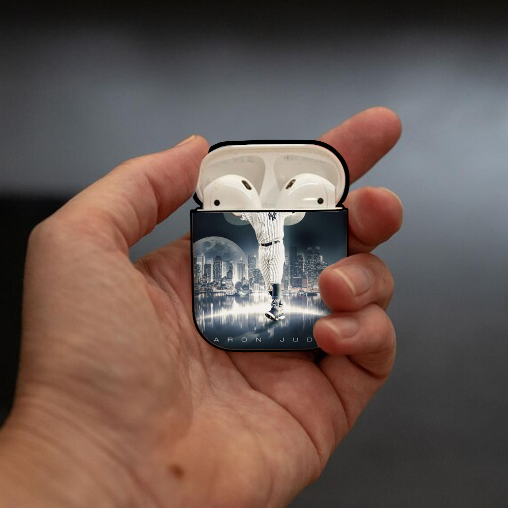 Aaron Judge 55 Home Runs AirPods 2 Case Hard Shell Black, Flexible PC Material, Precise Cutouts, Full Protection, Anti-Fingerprint, Washable, Includes Keychain – Durable & Slim Design