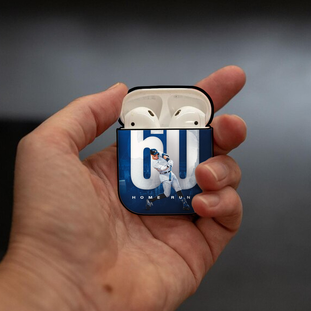 Aaron Judge 60 Home Runs 2 AirPods 2 Case Hard Shell Black, Flexible PC Material, Precise Cutouts, Full Protection, Anti-Fingerprint, Washable, Includes Keychain – Durable & Slim Design