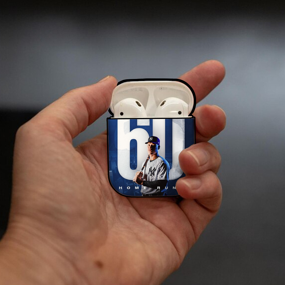 Aaron Judge 60 Home Runs AirPods 2 Case Hard Shell Black, Flexible PC Material, Precise Cutouts, Full Protection, Anti-Fingerprint, Washable, Includes Keychain – Durable & Slim Design