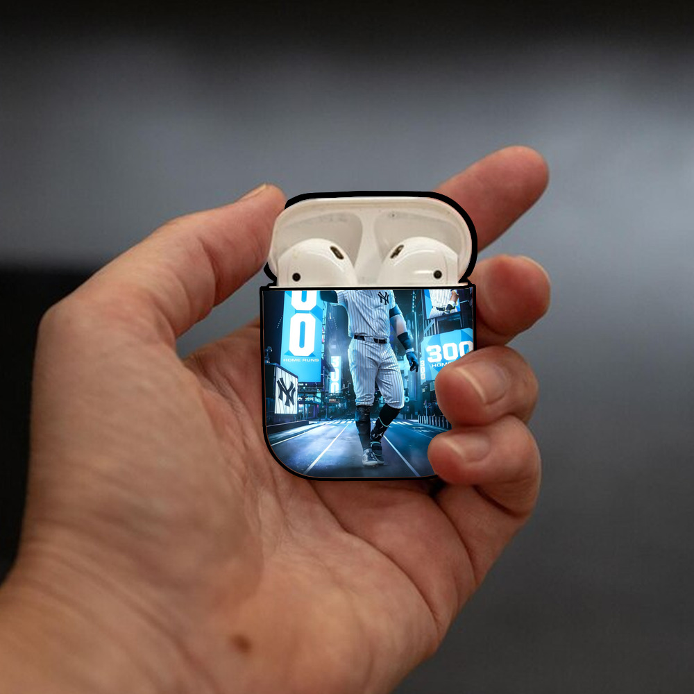 Aaron Judge 300 Home Runs 2 AirPods 2 Case Hard Shell Black, Flexible PC Material, Precise Cutouts, Full Protection, Anti-Fingerprint, Washable, Includes Keychain – Durable & Slim Design