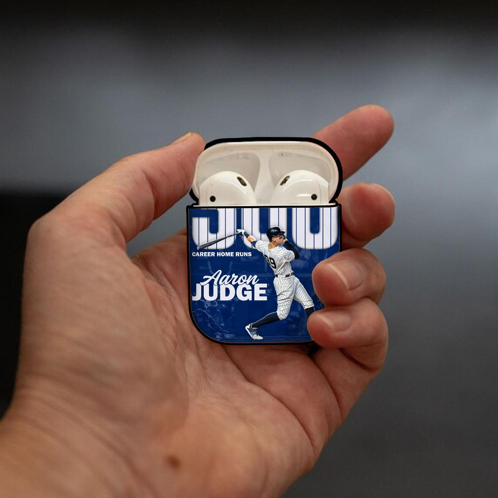 Aaron Judge 300 Home Runs AirPods 2 Case Hard Shell Black, Flexible PC Material, Precise Cutouts, Full Protection, Anti-Fingerprint, Washable, Includes Keychain – Durable & Slim Design